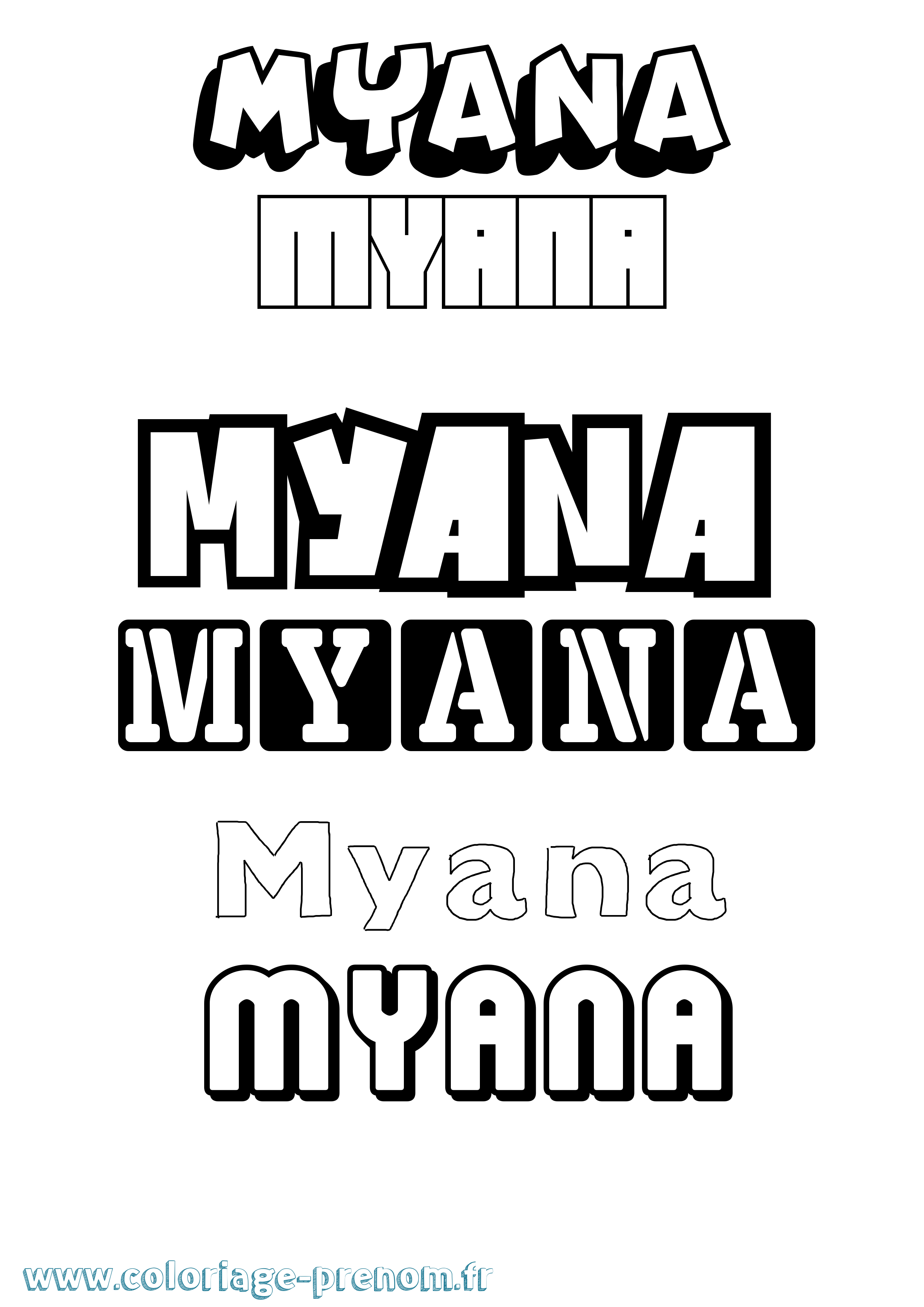 Coloriage Myana Simple Coloriage prénom Myana Simple