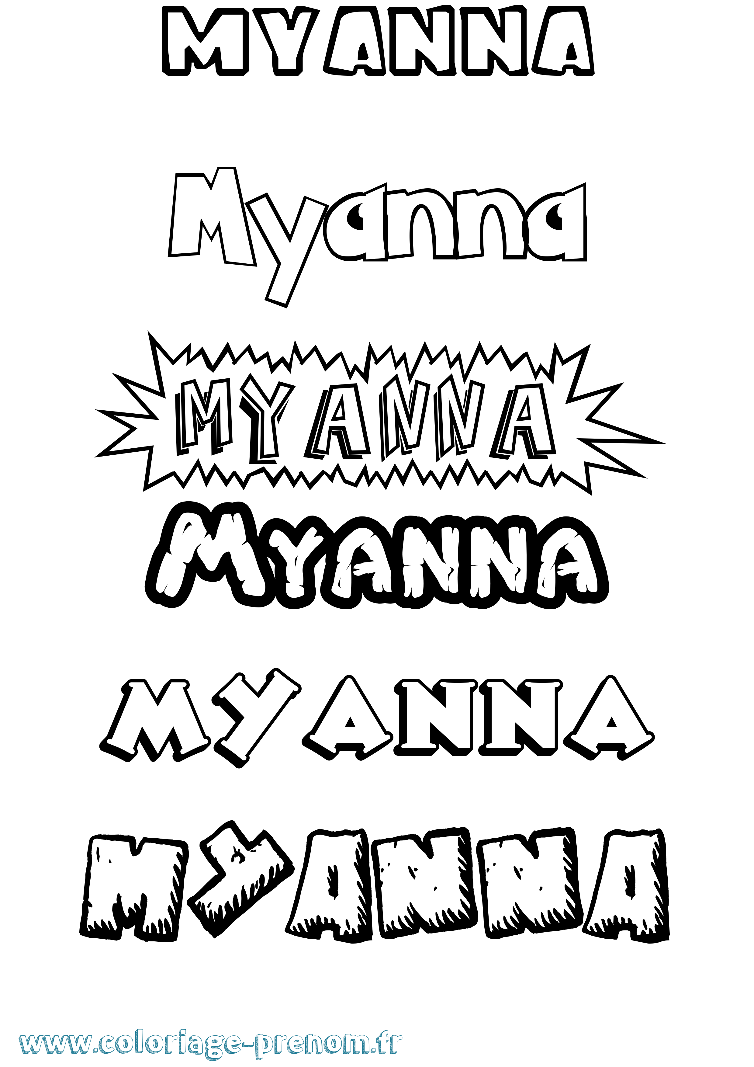 Coloriage Myanna Dessin Animé Coloriage prénom Myanna Dessin Animé