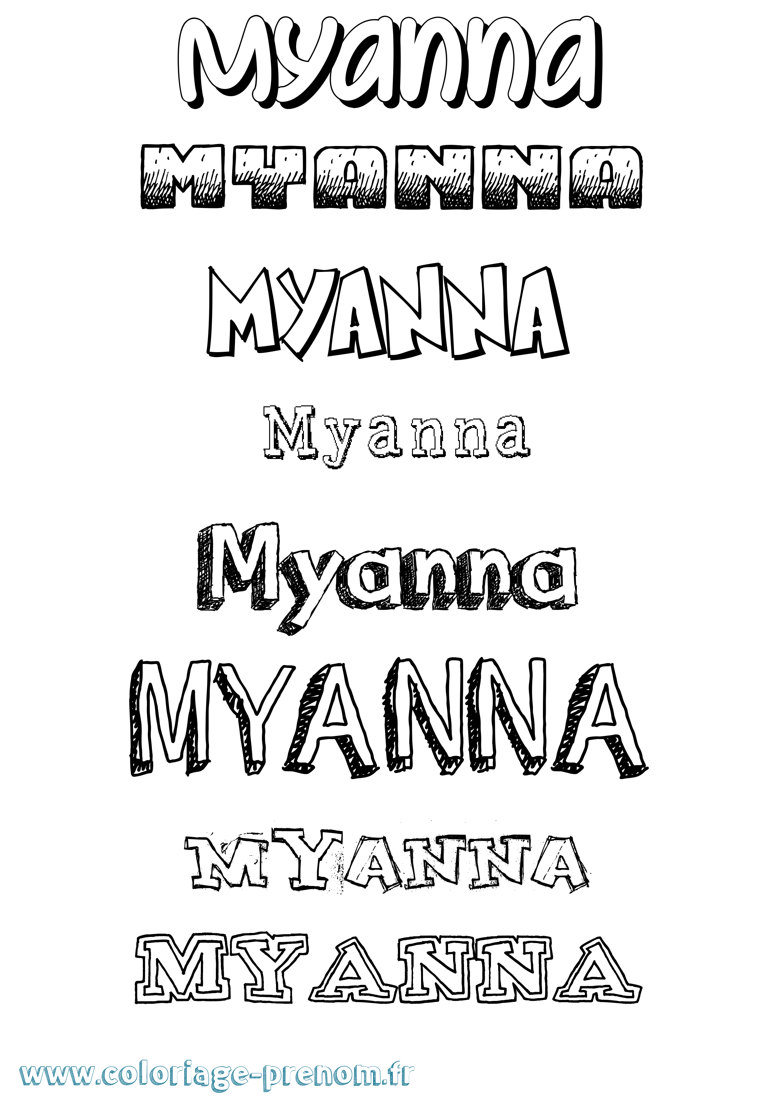 Coloriage Myanna Dessiné Coloriage prénom Myanna Dessiné