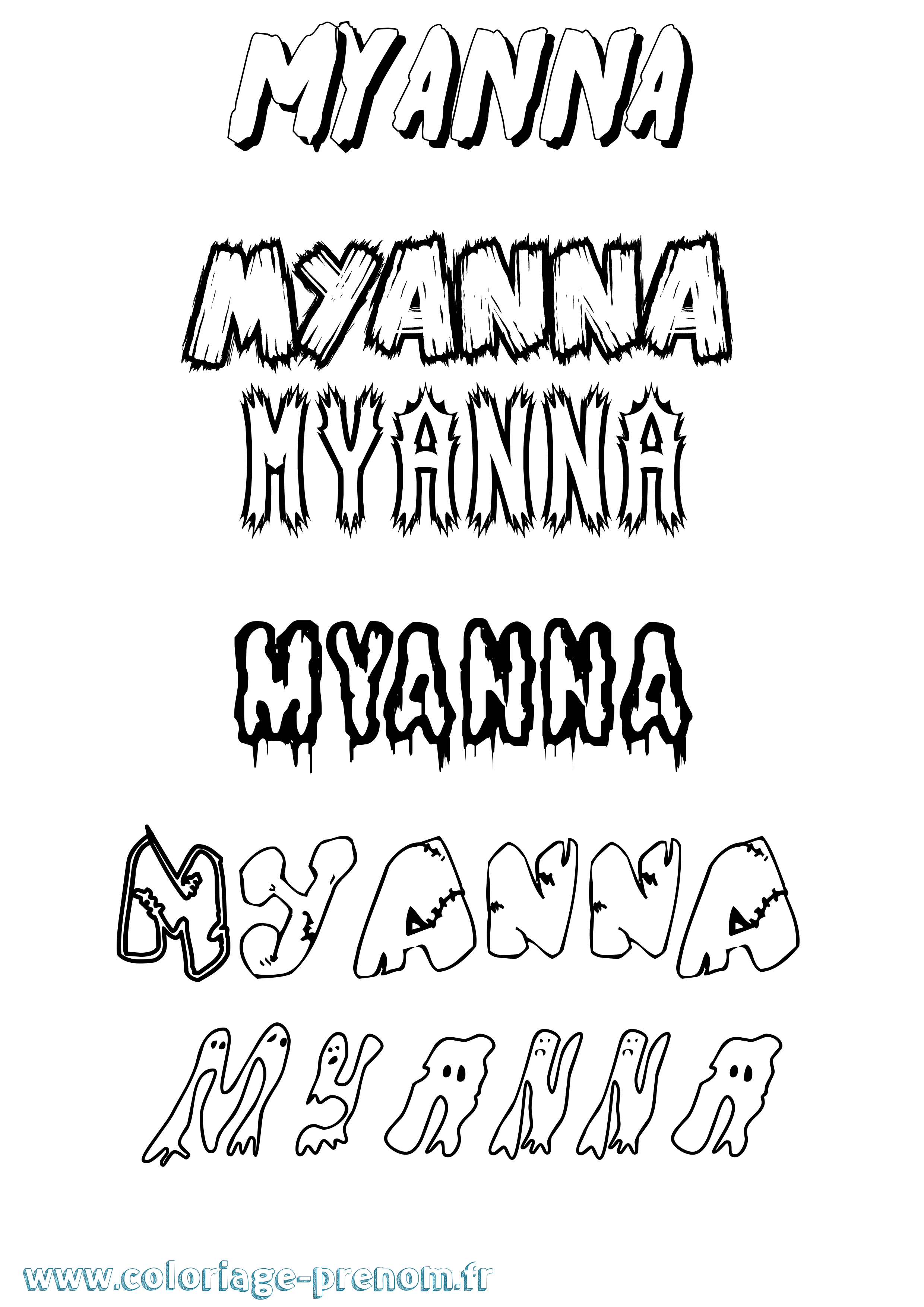 Coloriage Myanna Frisson Coloriage prénom Myanna Frisson