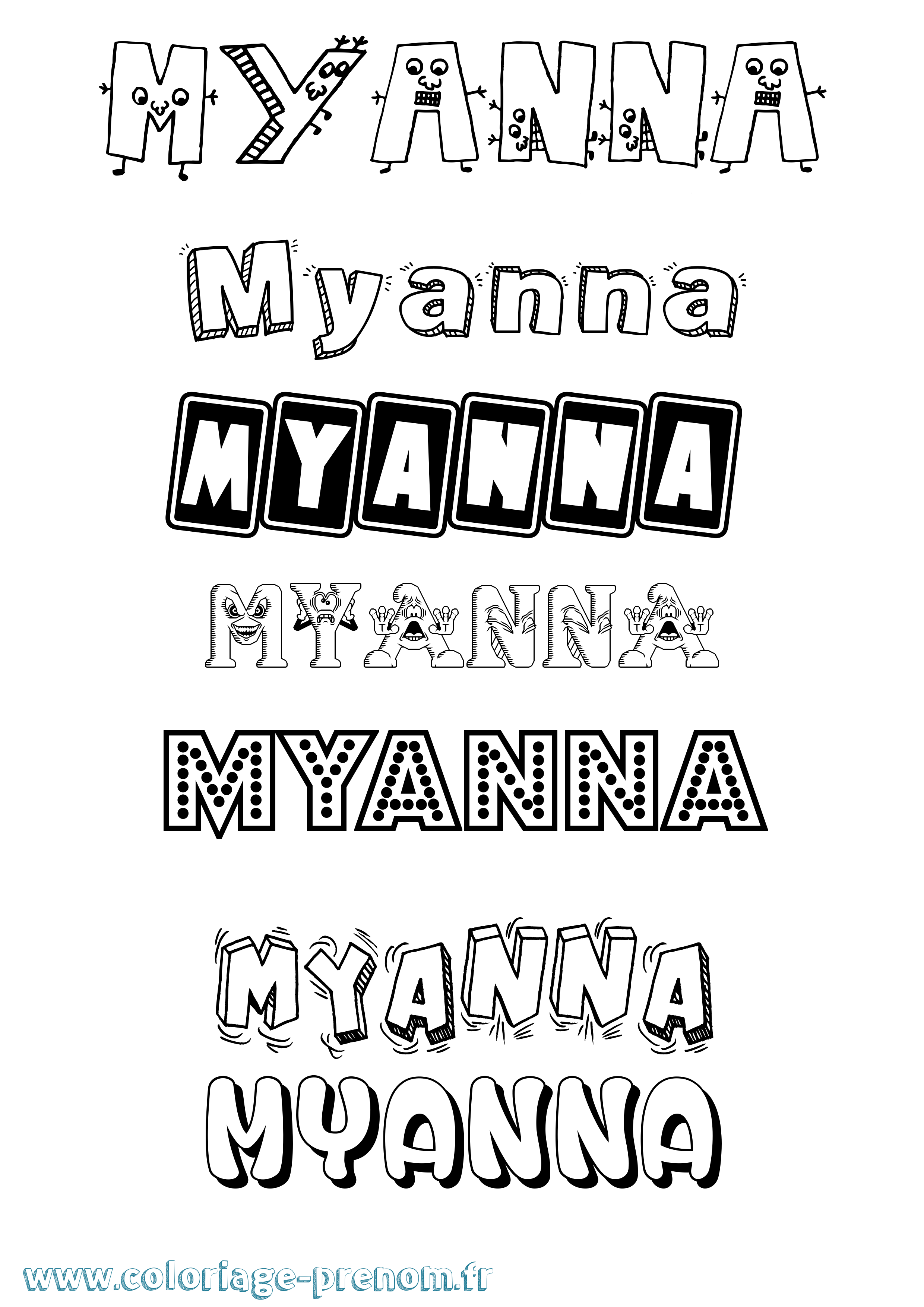 Coloriage Myanna Fun Coloriage prénom Myanna Fun