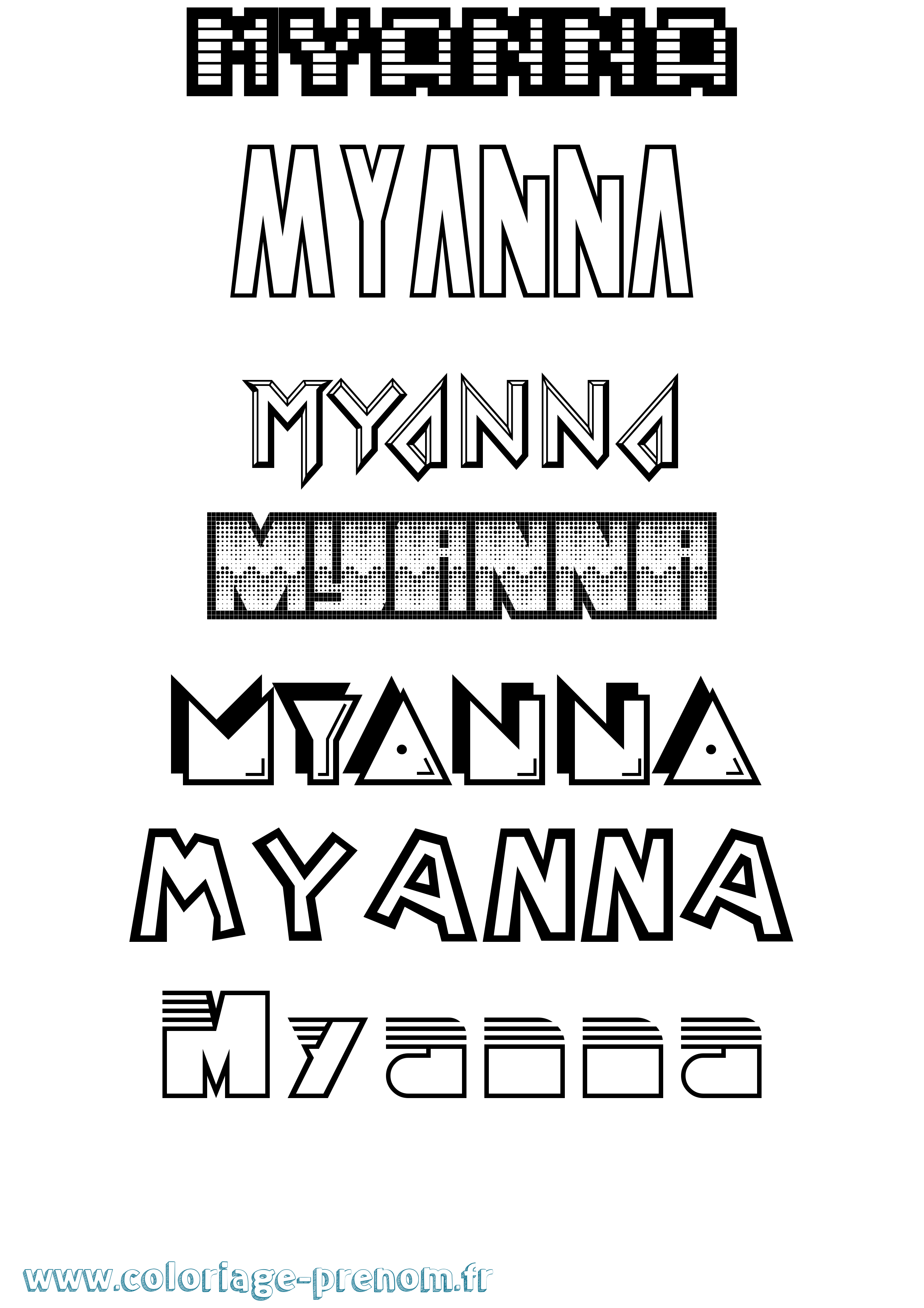 Coloriage Myanna Jeux Vidéos Coloriage prénom Myanna Jeux Vidéos