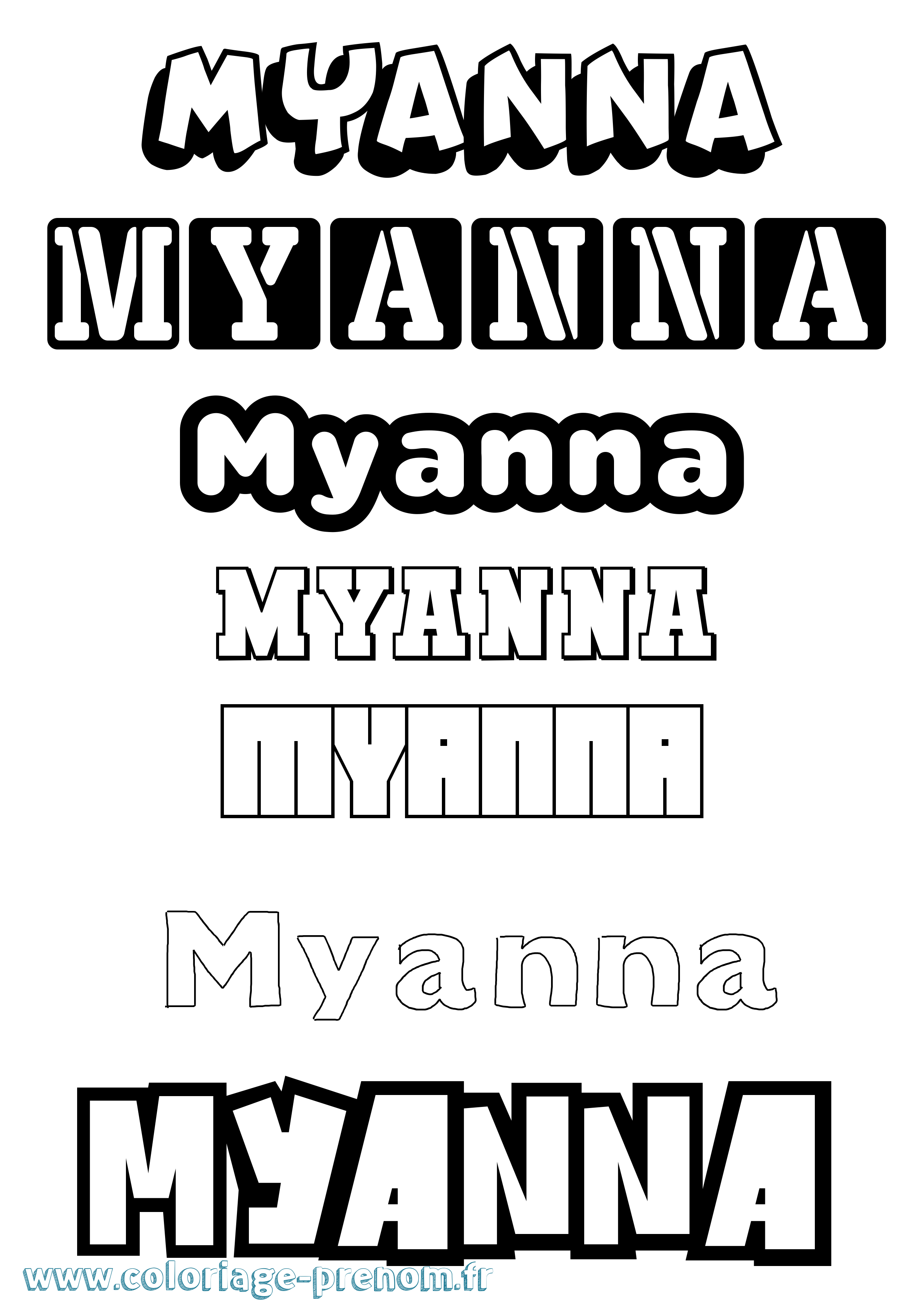 Coloriage Myanna Simple Coloriage prénom Myanna Simple