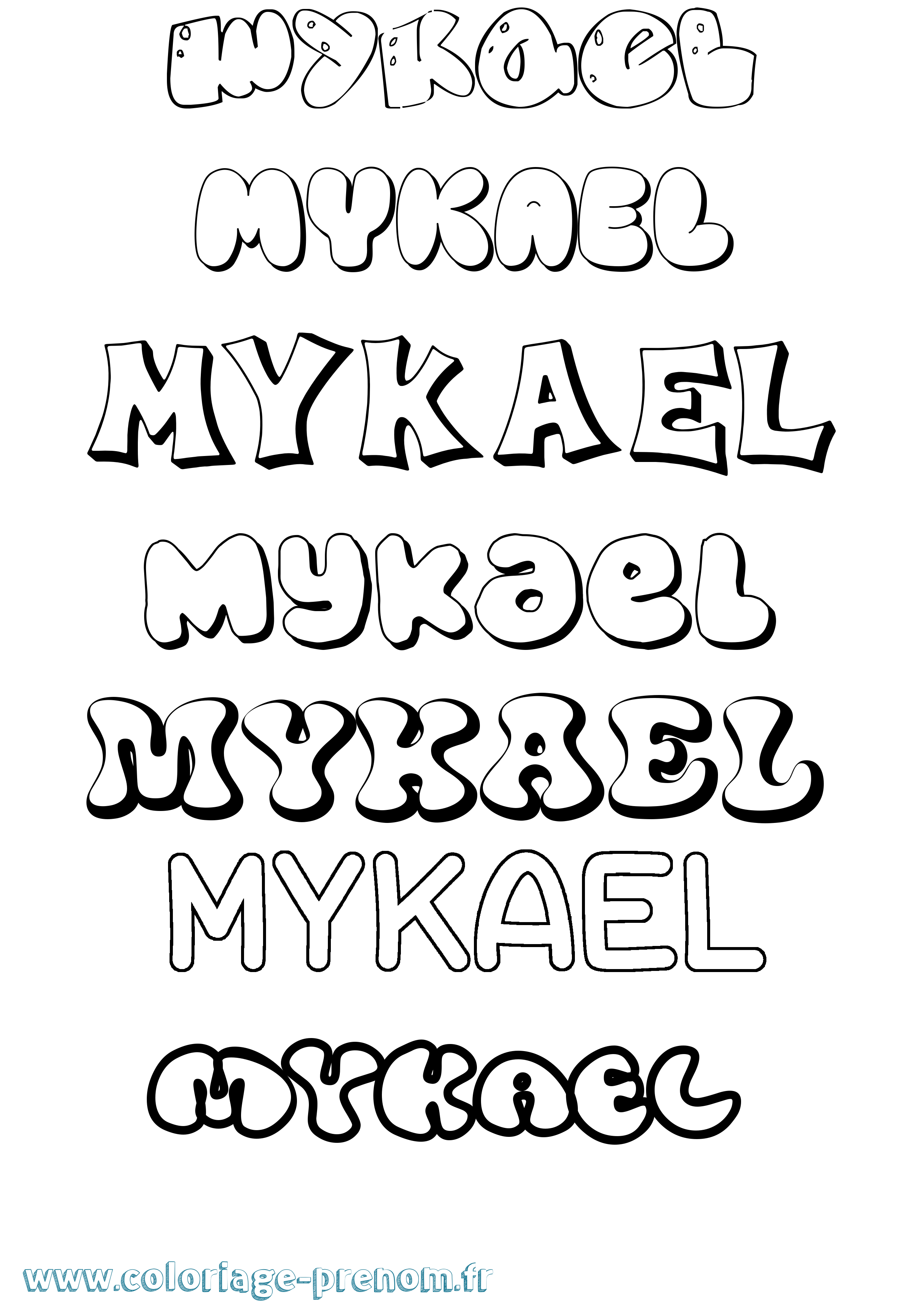 Coloriage Mykael Bubble Coloriage prénom Mykael Bubble