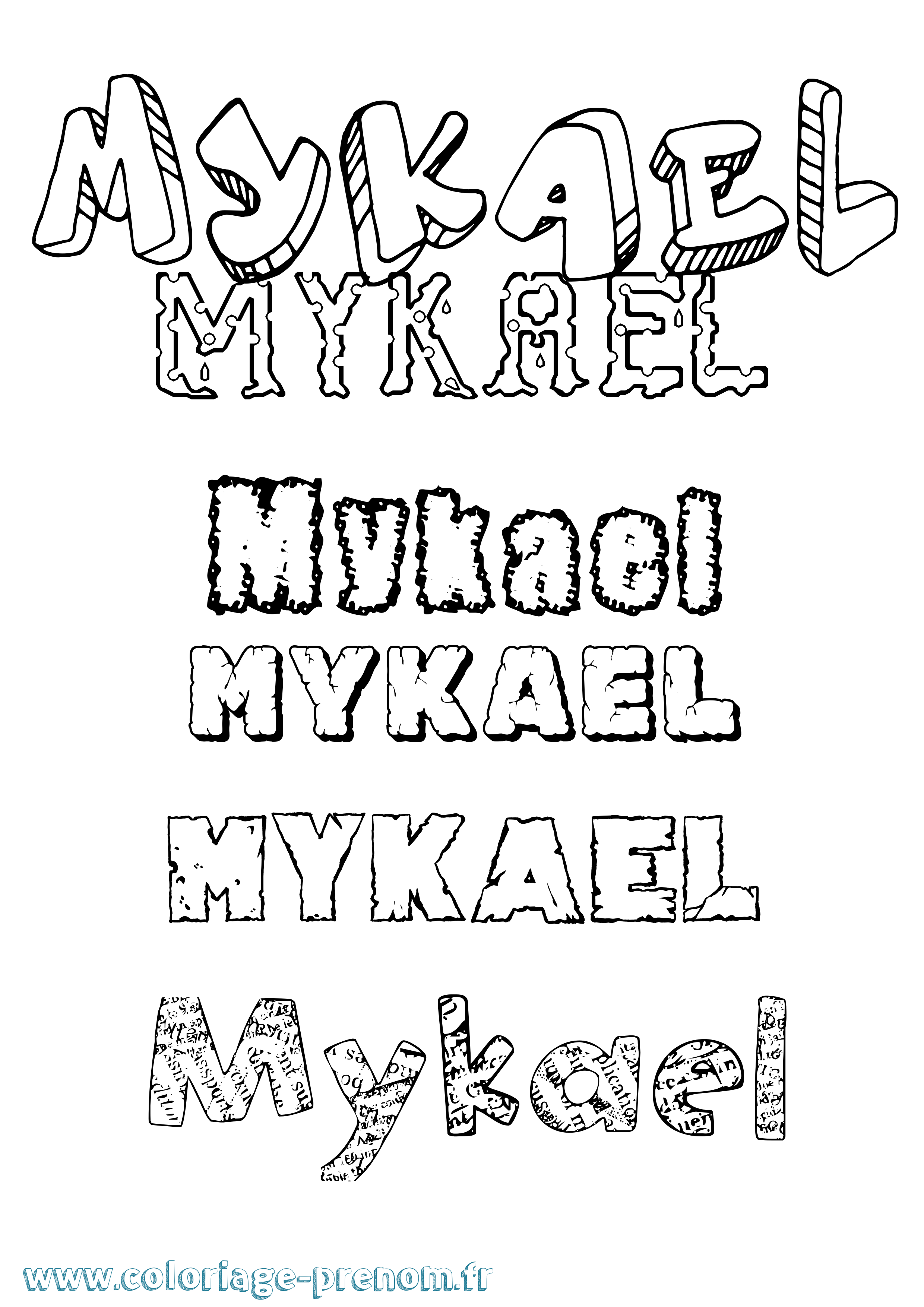 Coloriage Mykael Destructuré Coloriage prénom Mykael Destructuré