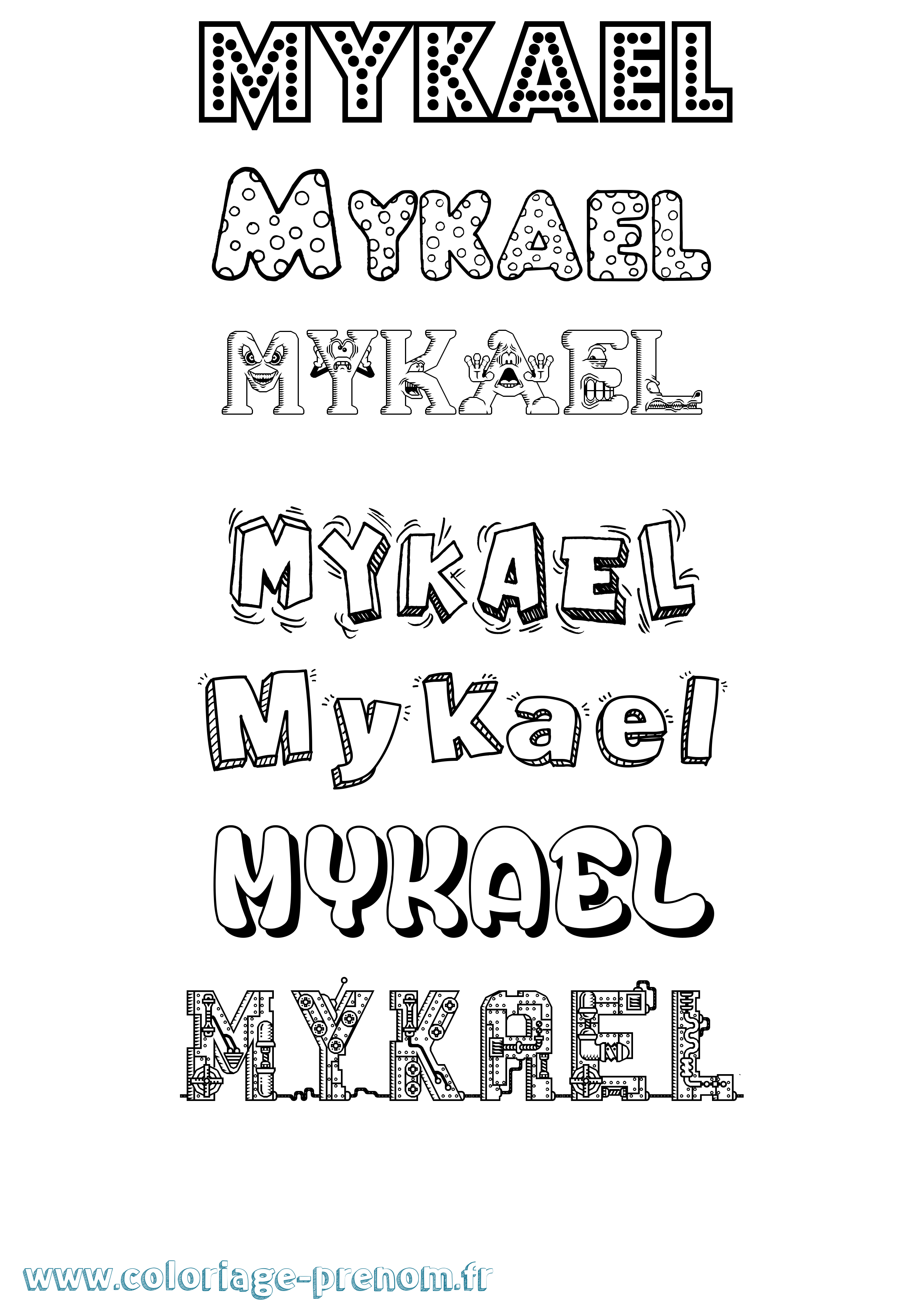 Coloriage Mykael Fun Coloriage prénom Mykael Fun