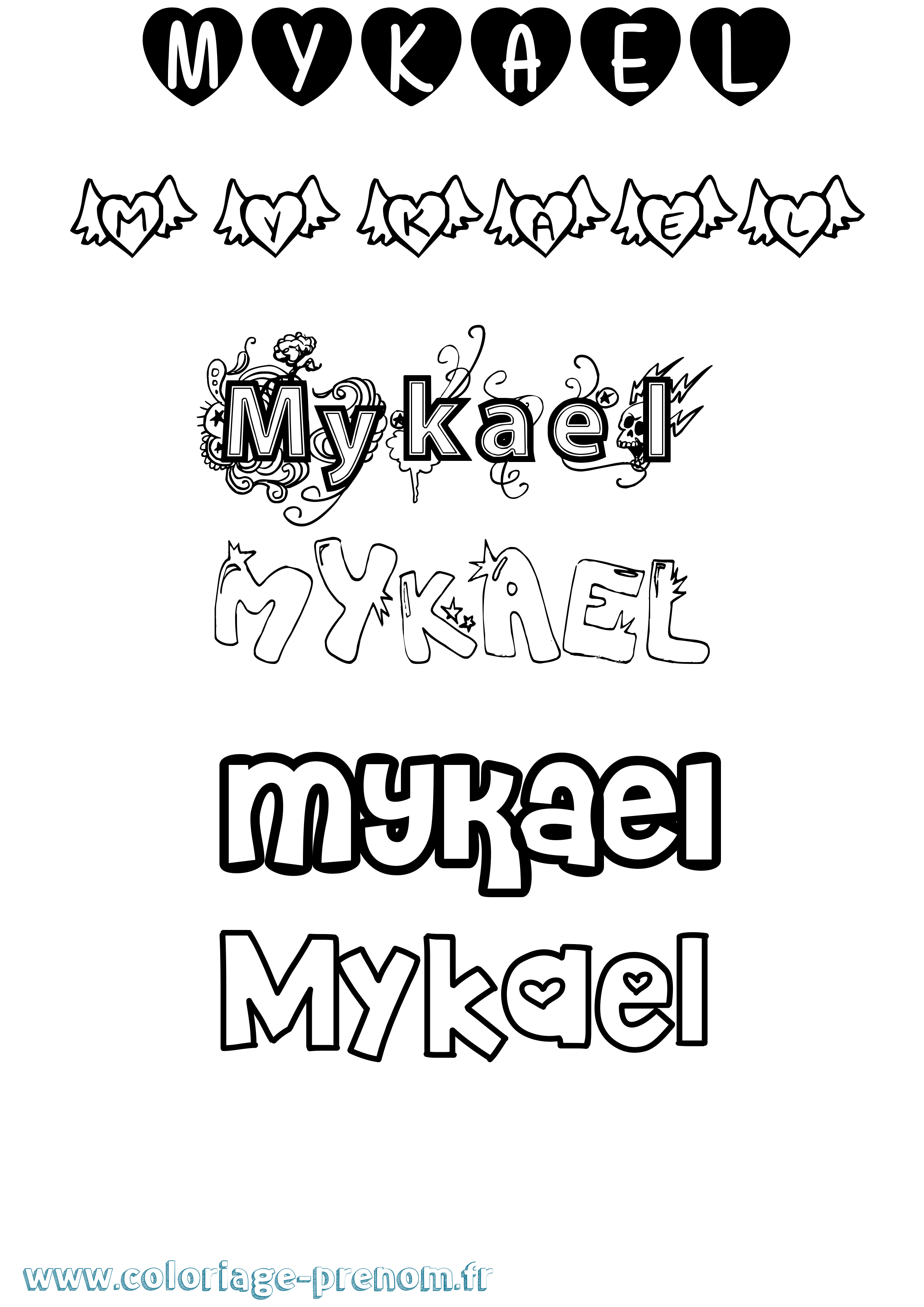 Coloriage Mykael Girly Coloriage prénom Mykael Girly
