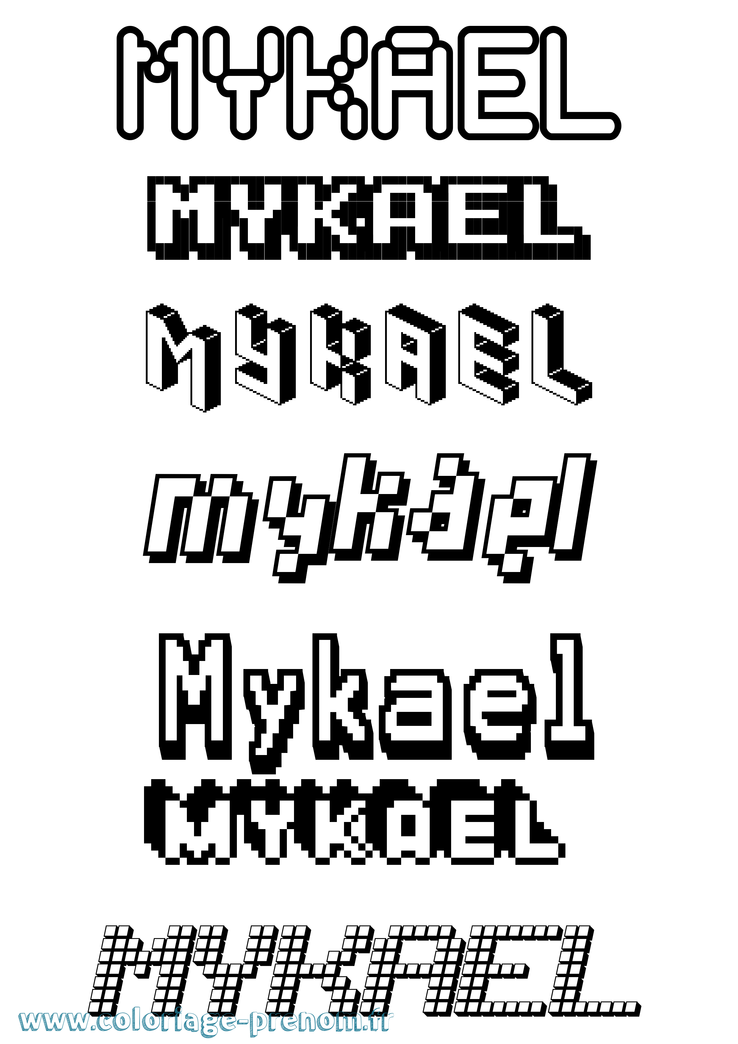 Coloriage Mykael Pixel Coloriage prénom Mykael Pixel