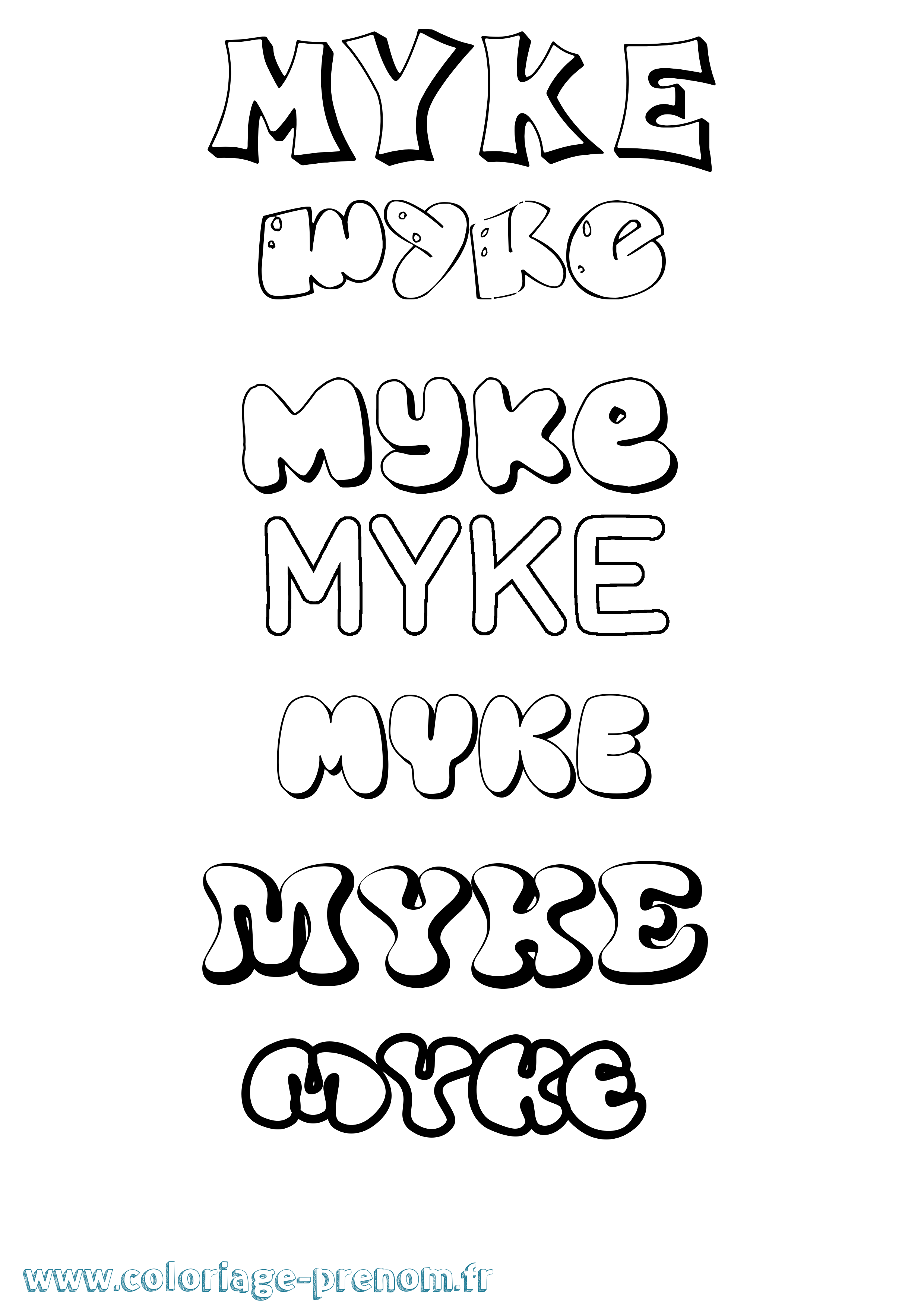 Coloriage Myke Bubble Coloriage prénom Myke Bubble