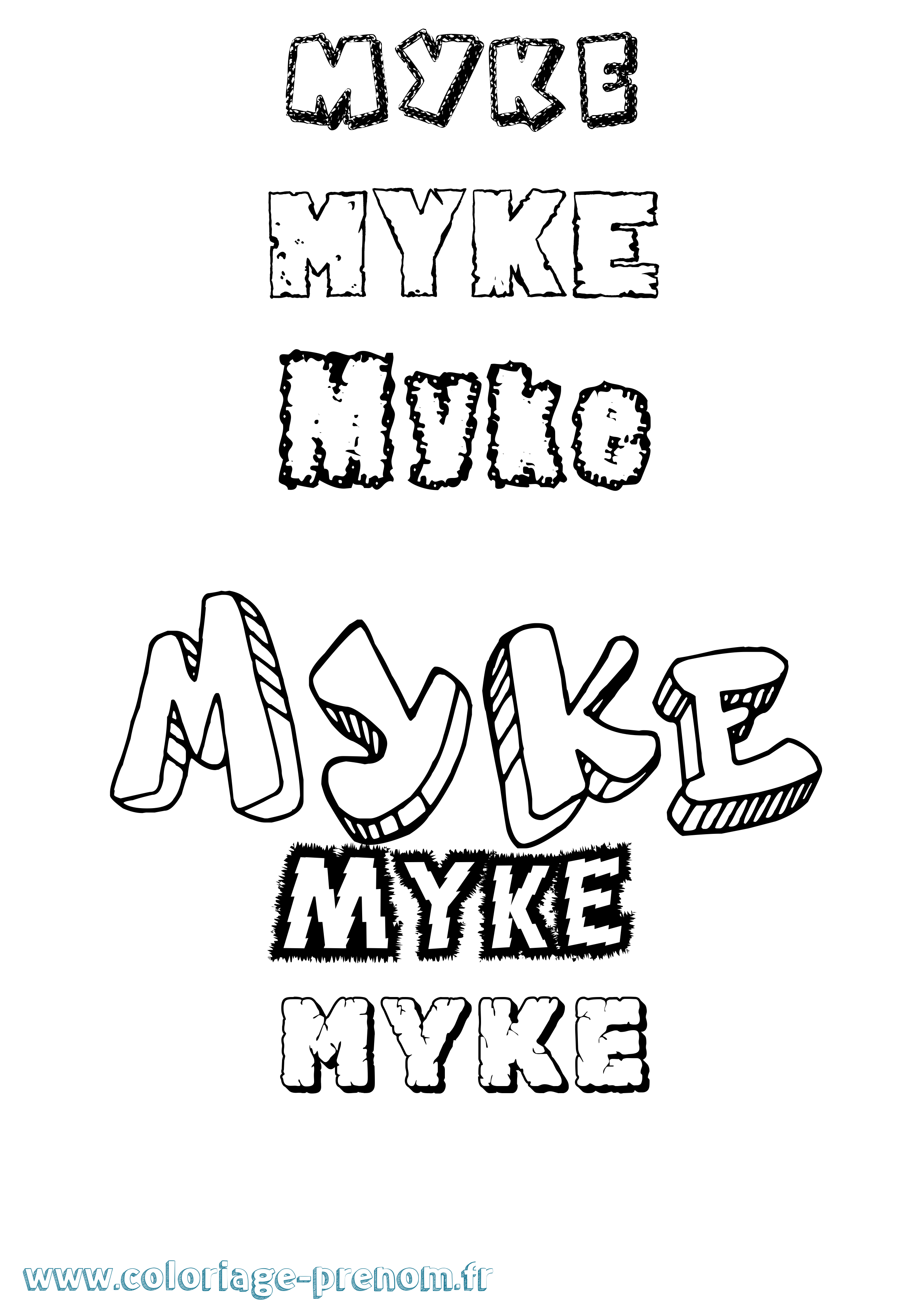 Coloriage Myke Destructuré Coloriage prénom Myke Destructuré