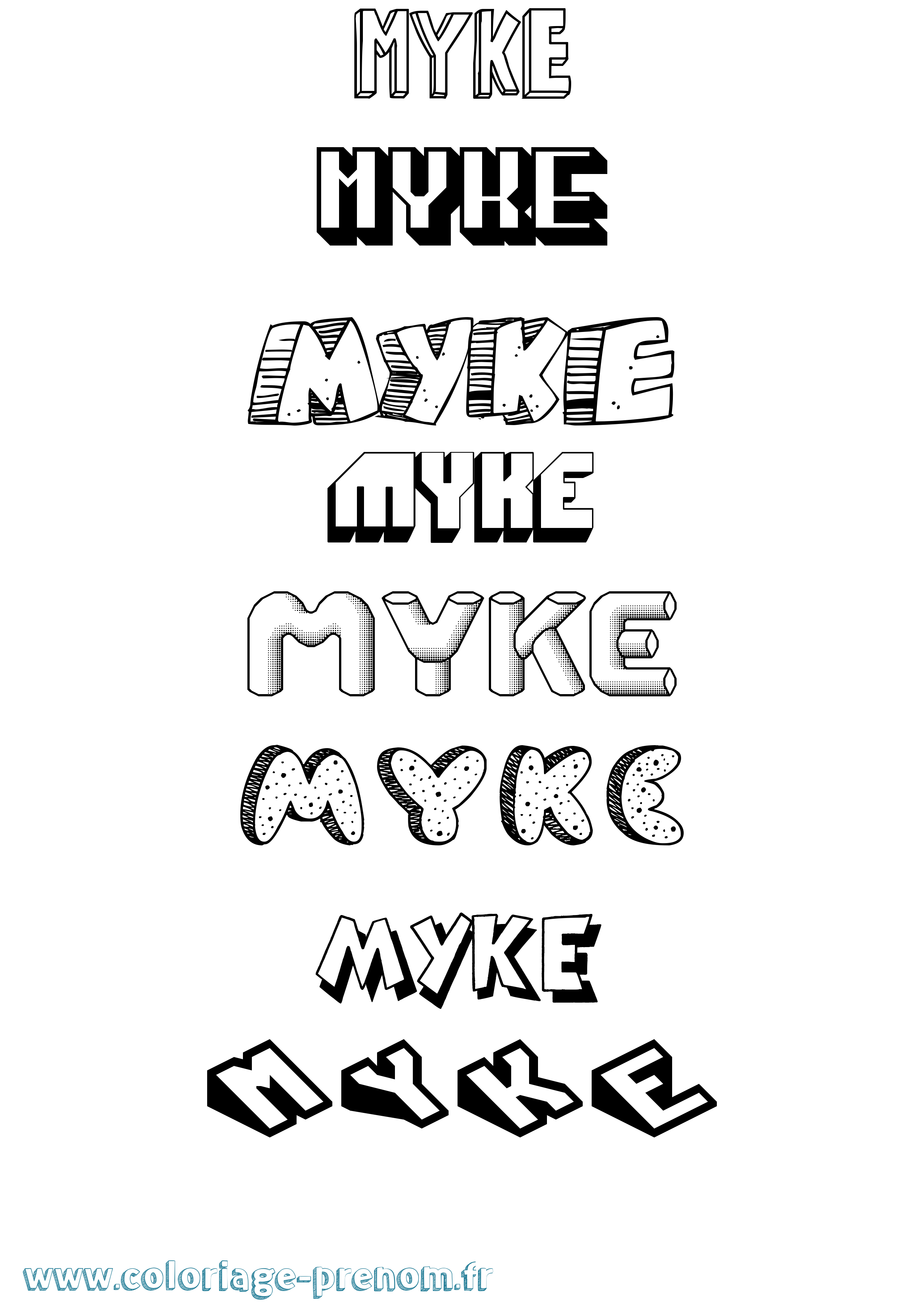Coloriage Myke Effet 3D Coloriage prénom Myke Effet 3D