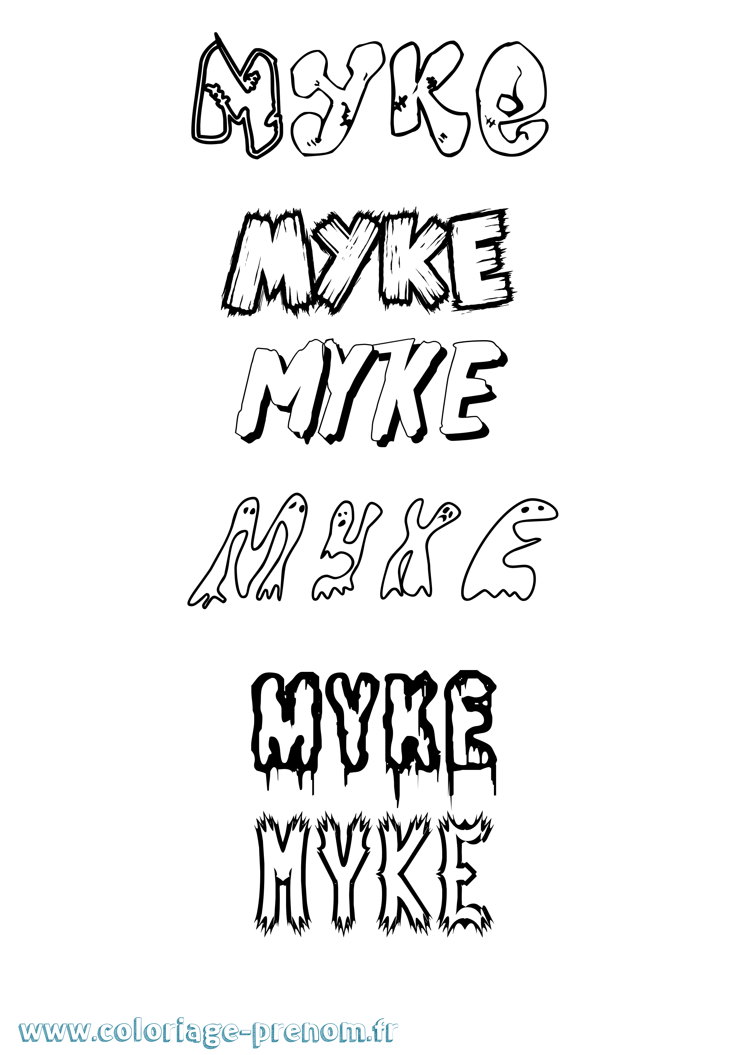 Coloriage Myke Frisson Coloriage prénom Myke Frisson