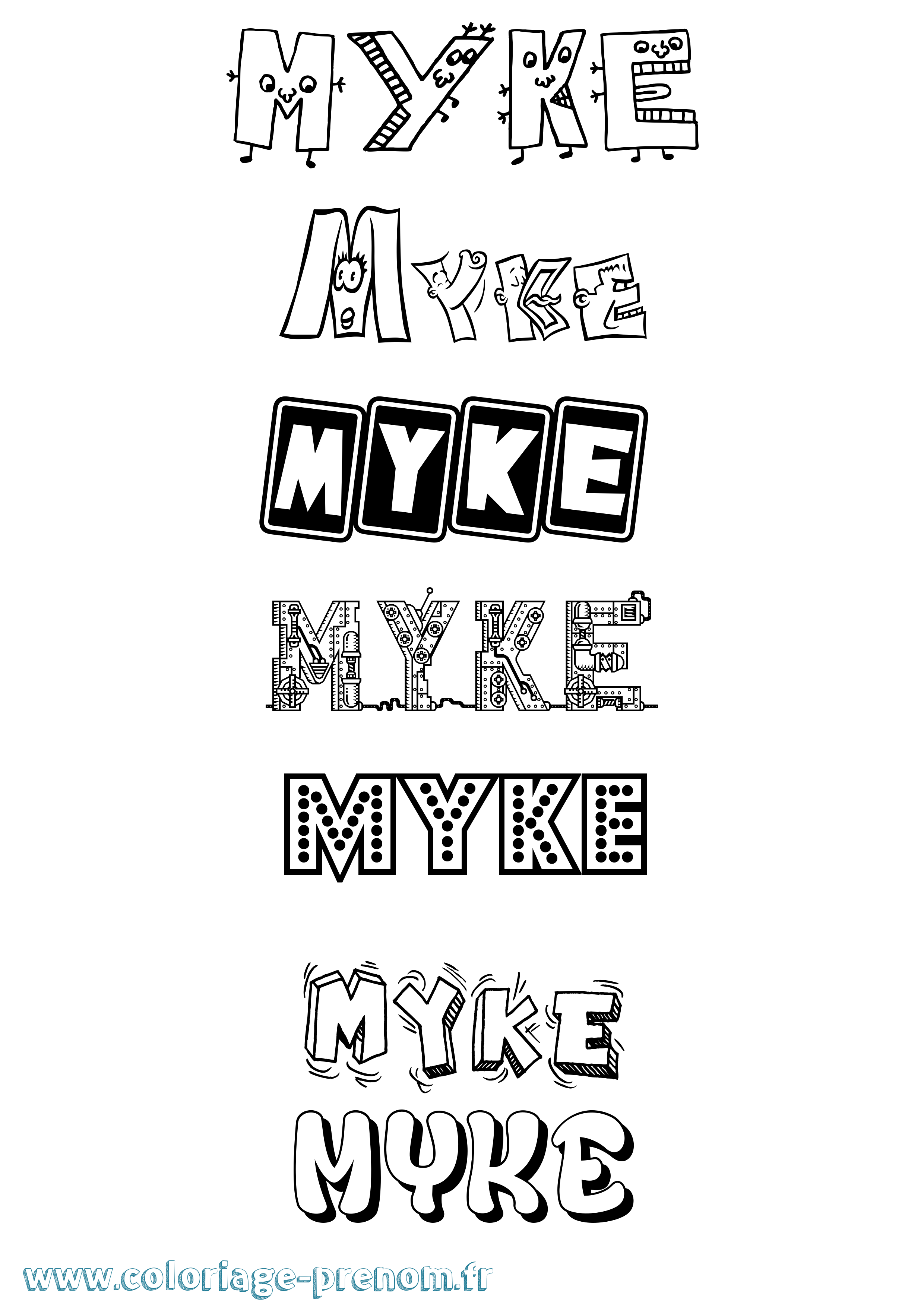 Coloriage Myke Fun Coloriage prénom Myke Fun