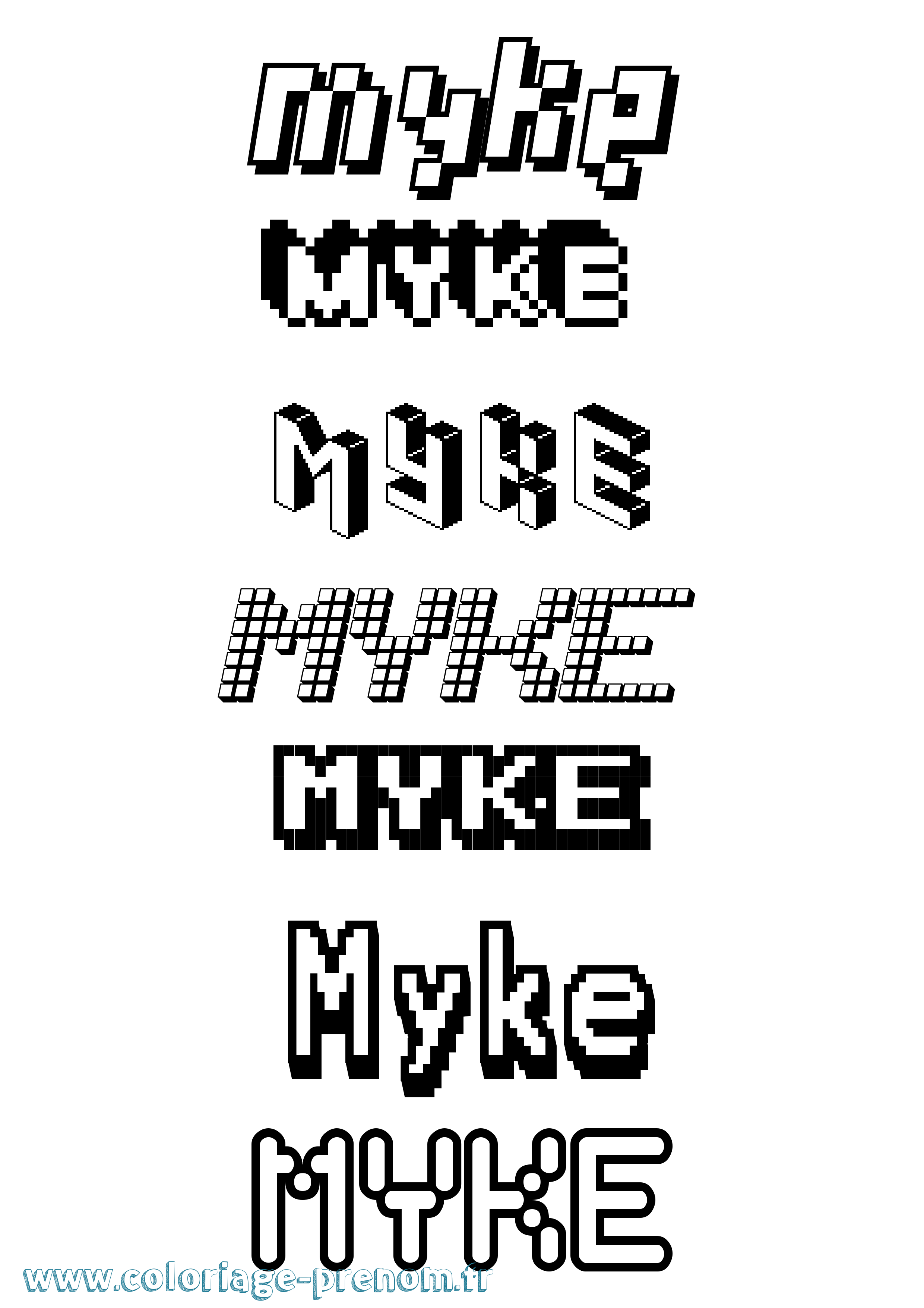 Coloriage Myke Pixel Coloriage prénom Myke Pixel