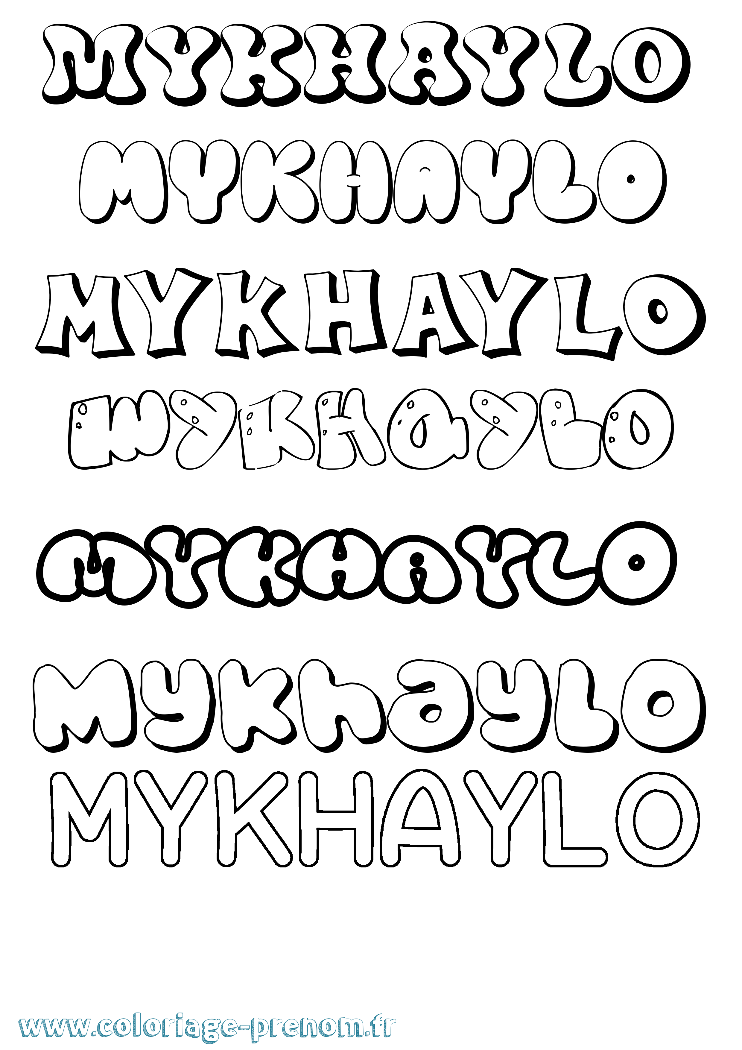 Coloriage Mykhaylo Bubble Coloriage prénom Mykhaylo Bubble
