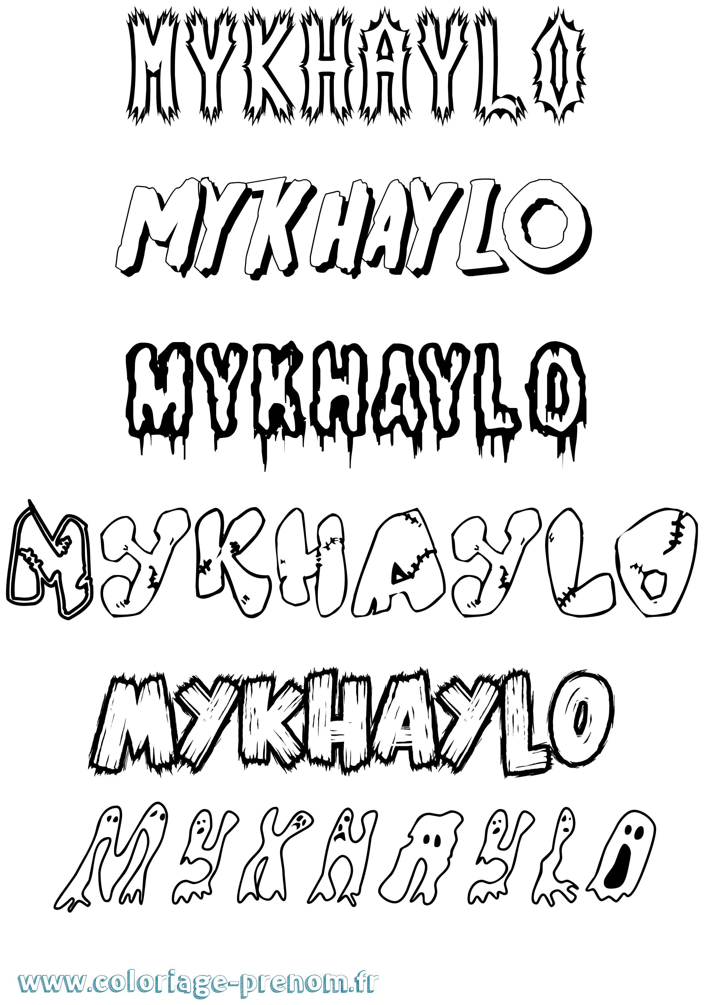 Coloriage Mykhaylo Frisson Coloriage prénom Mykhaylo Frisson