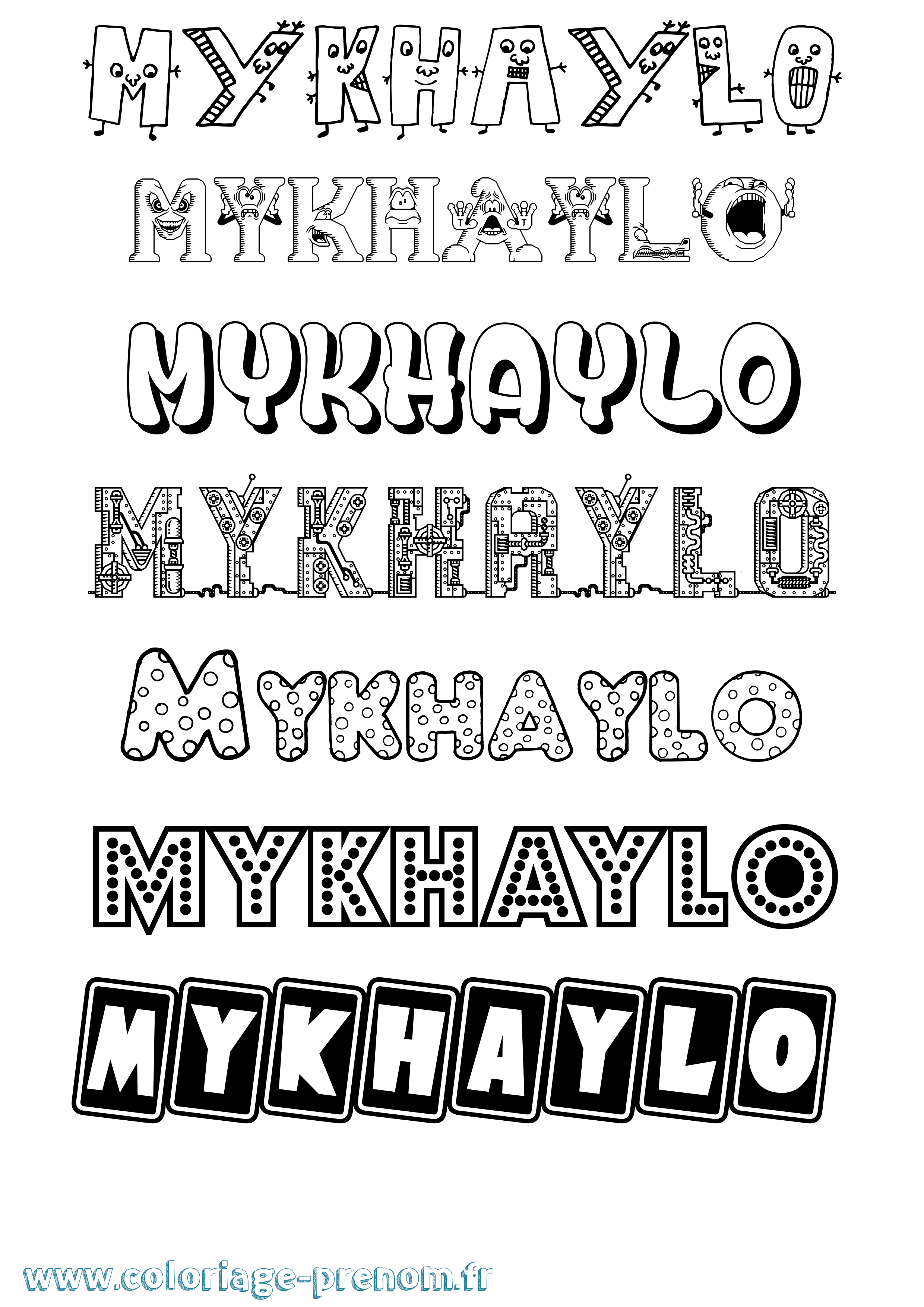 Coloriage Mykhaylo Fun Coloriage prénom Mykhaylo Fun