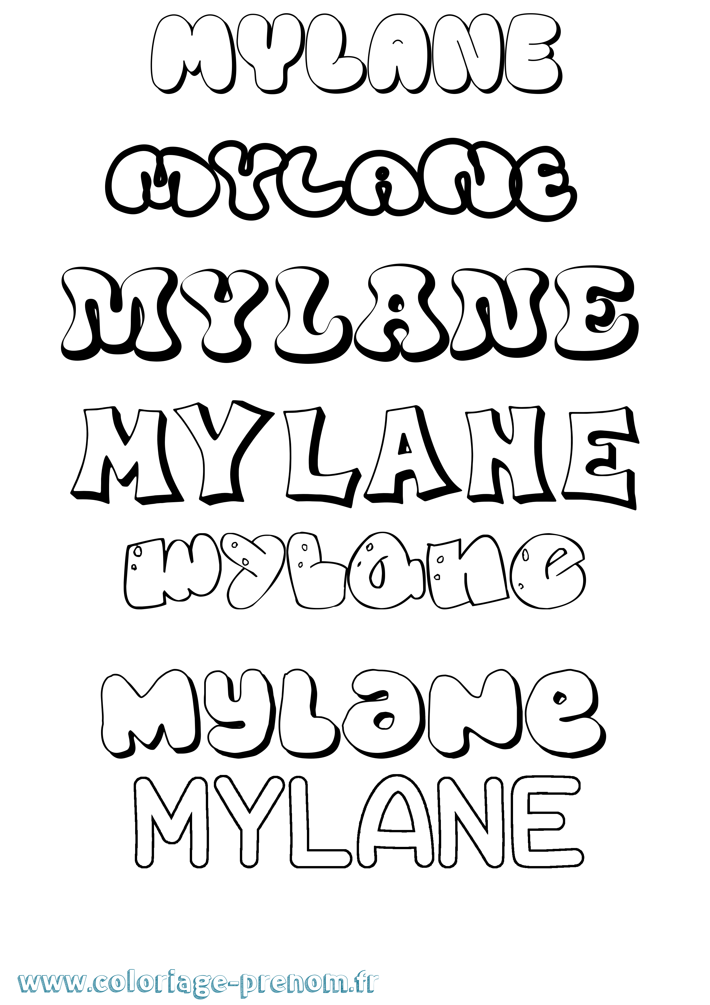 Coloriage Mylane Bubble Coloriage prénom Mylane Bubble