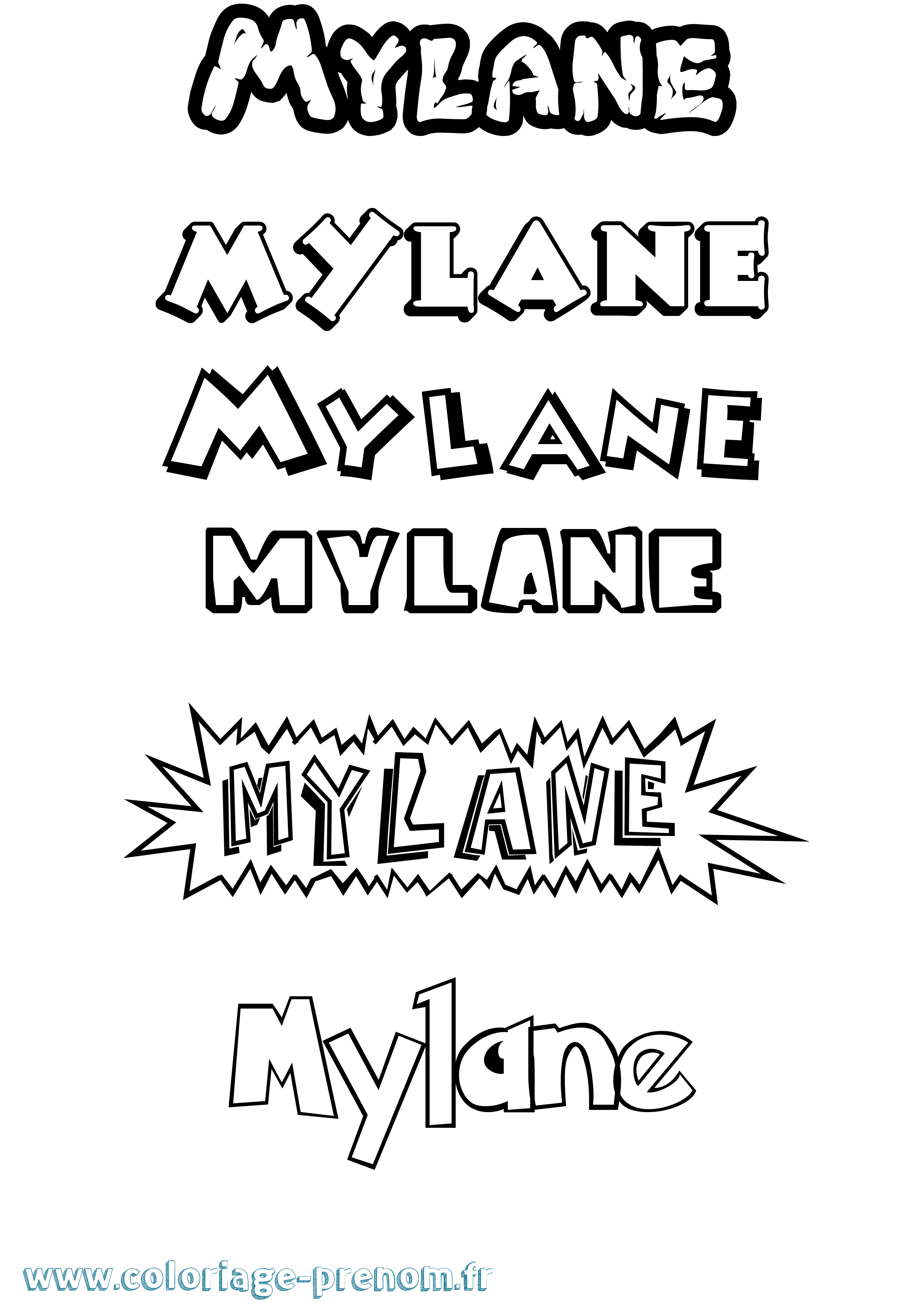 Coloriage Mylane Dessin Animé Coloriage prénom Mylane Dessin Animé