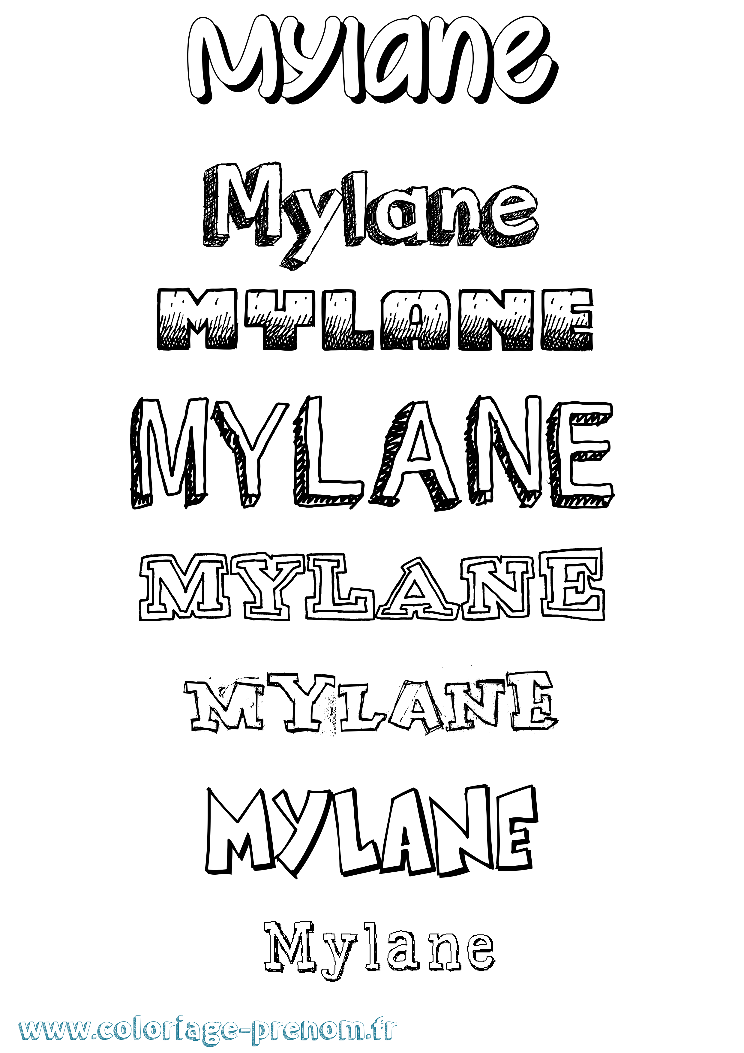 Coloriage Mylane Dessiné Coloriage prénom Mylane Dessiné