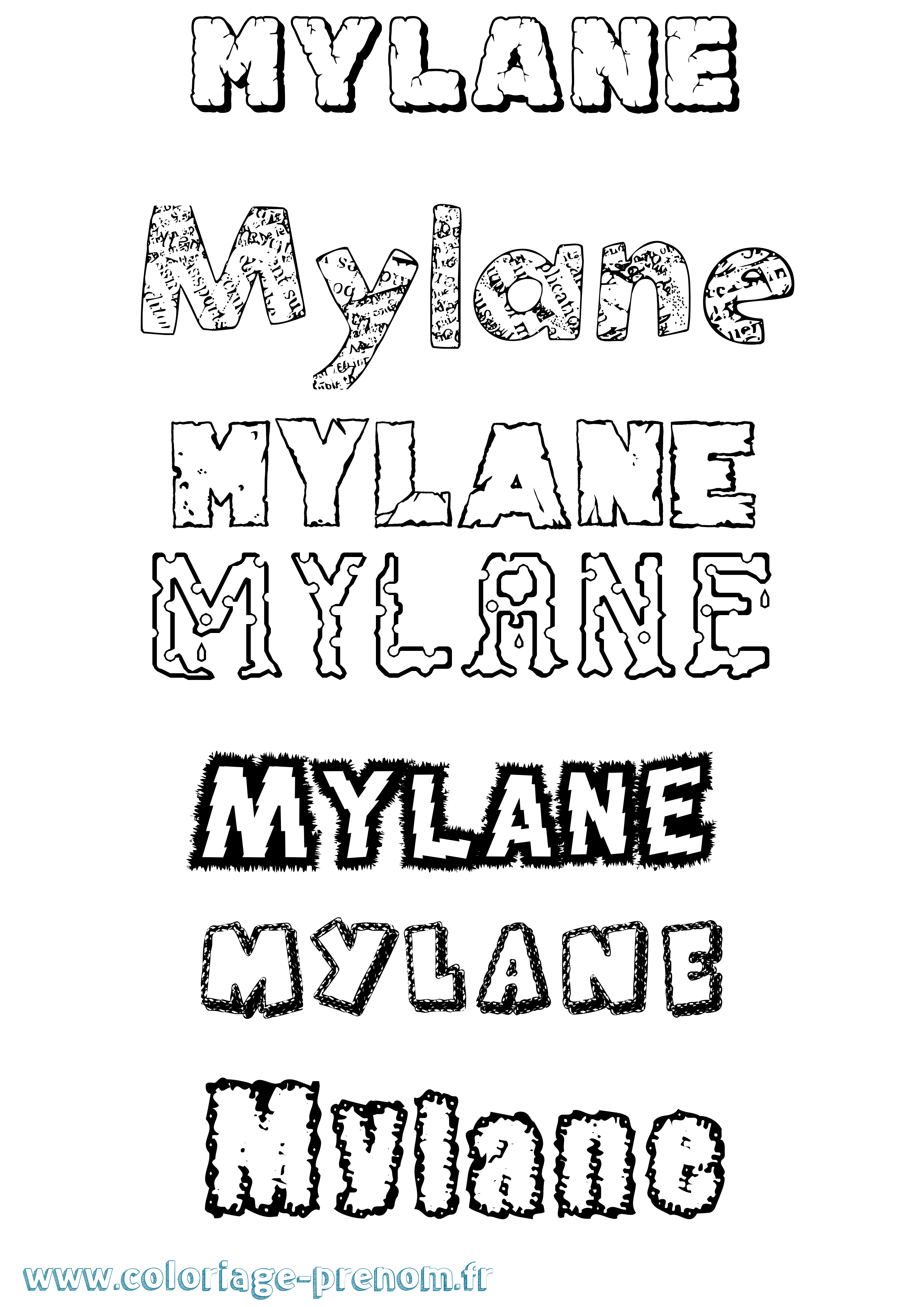 Coloriage Mylane Destructuré Coloriage prénom Mylane Destructuré