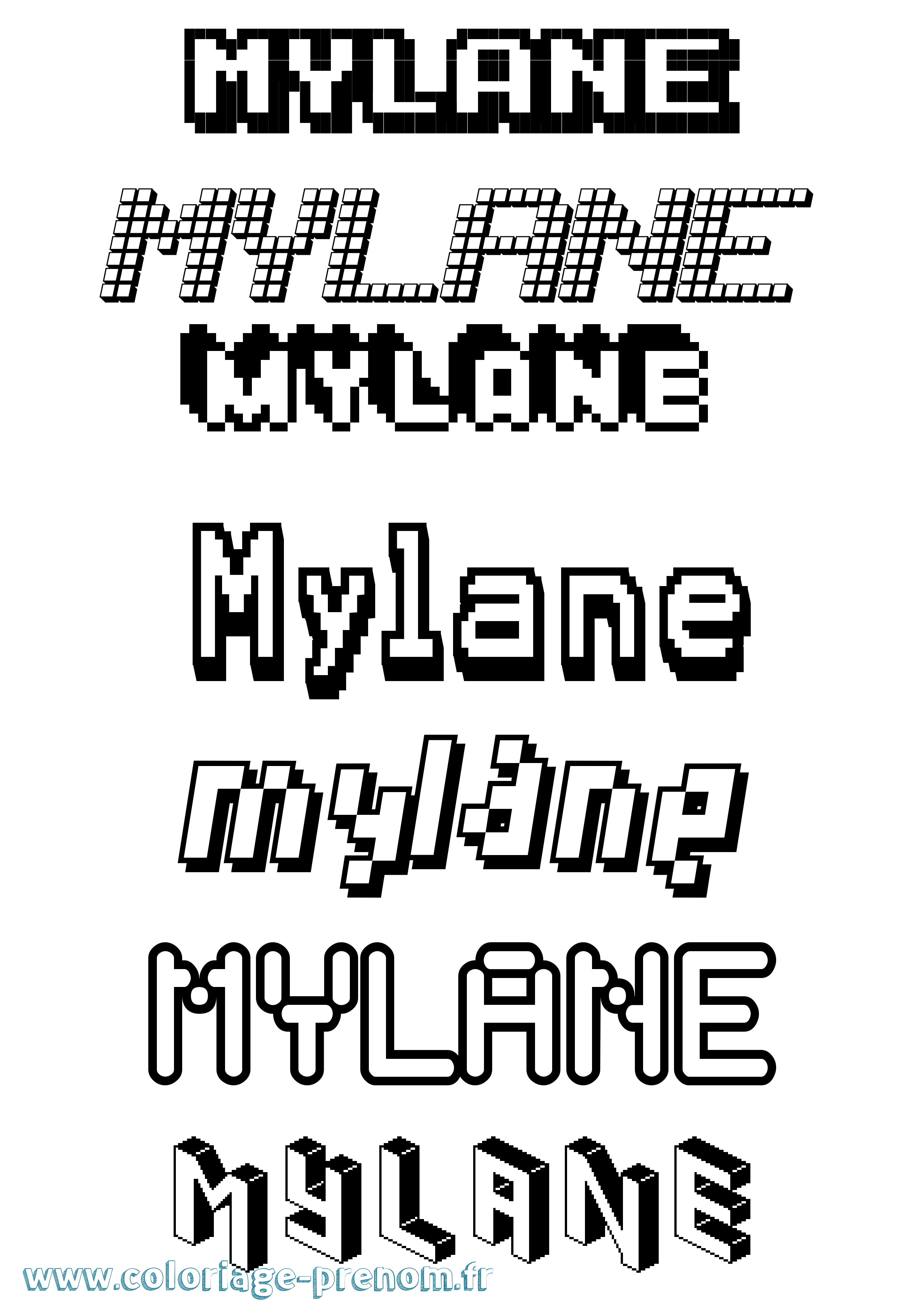 Coloriage Mylane Pixel Coloriage prénom Mylane Pixel