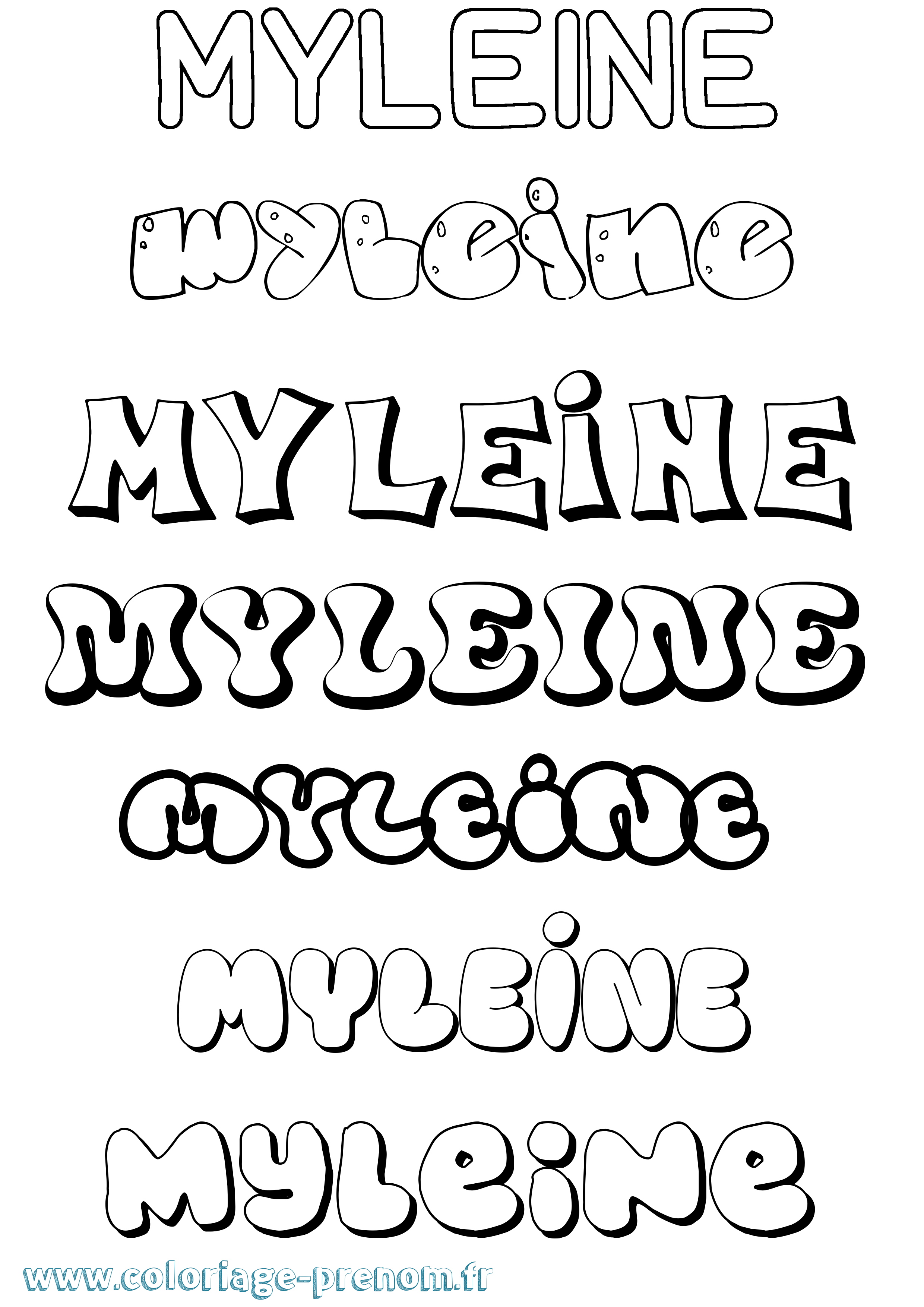 Coloriage Myleine Bubble Coloriage prénom Myleine Bubble