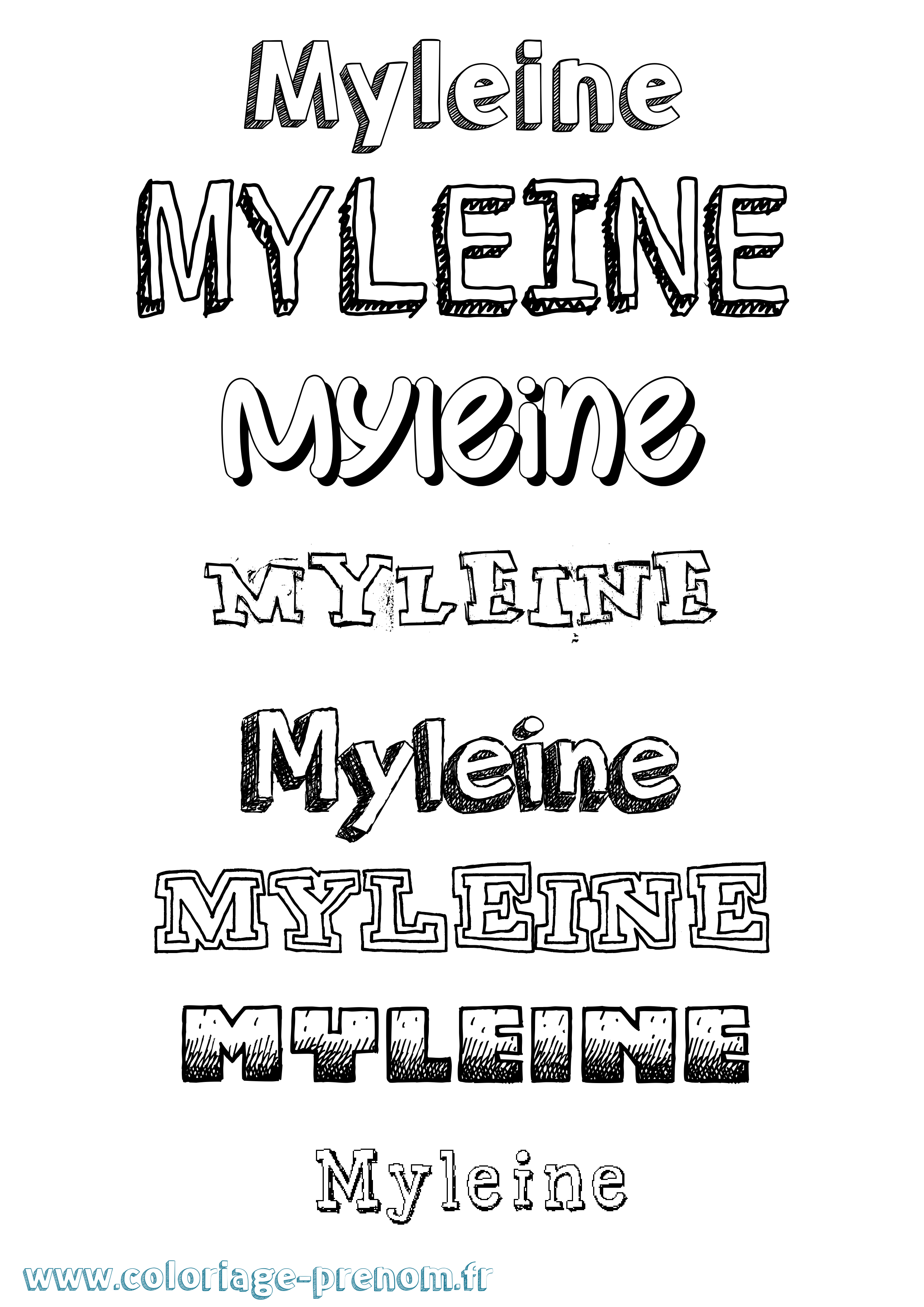 Coloriage Myleine Dessiné Coloriage prénom Myleine Dessiné