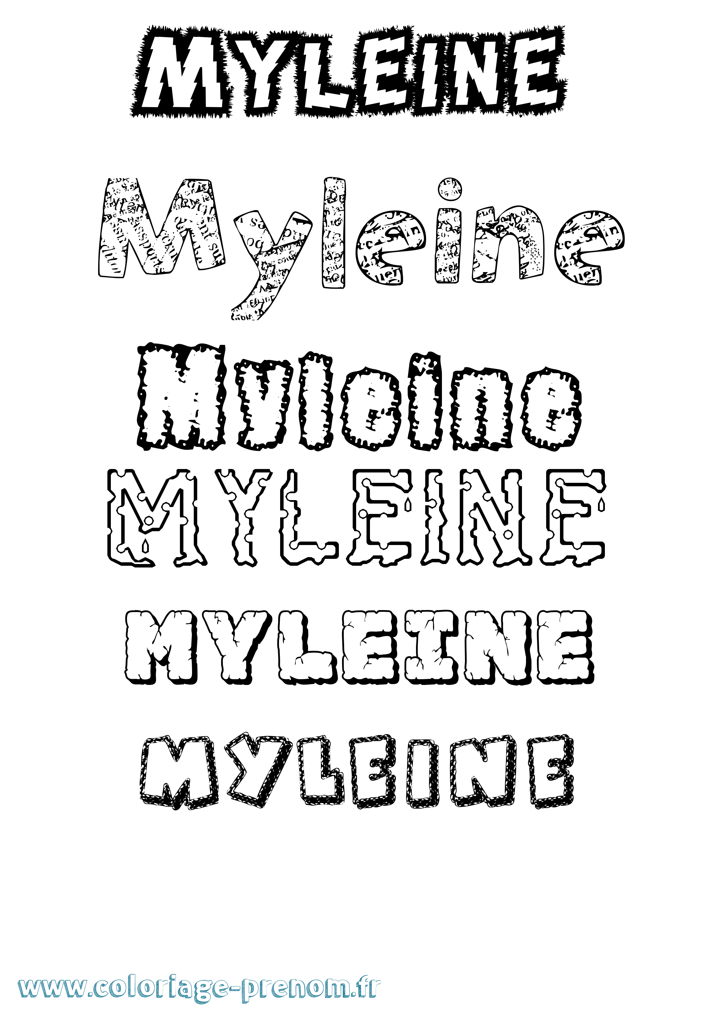 Coloriage Myleine Destructuré Coloriage prénom Myleine Destructuré