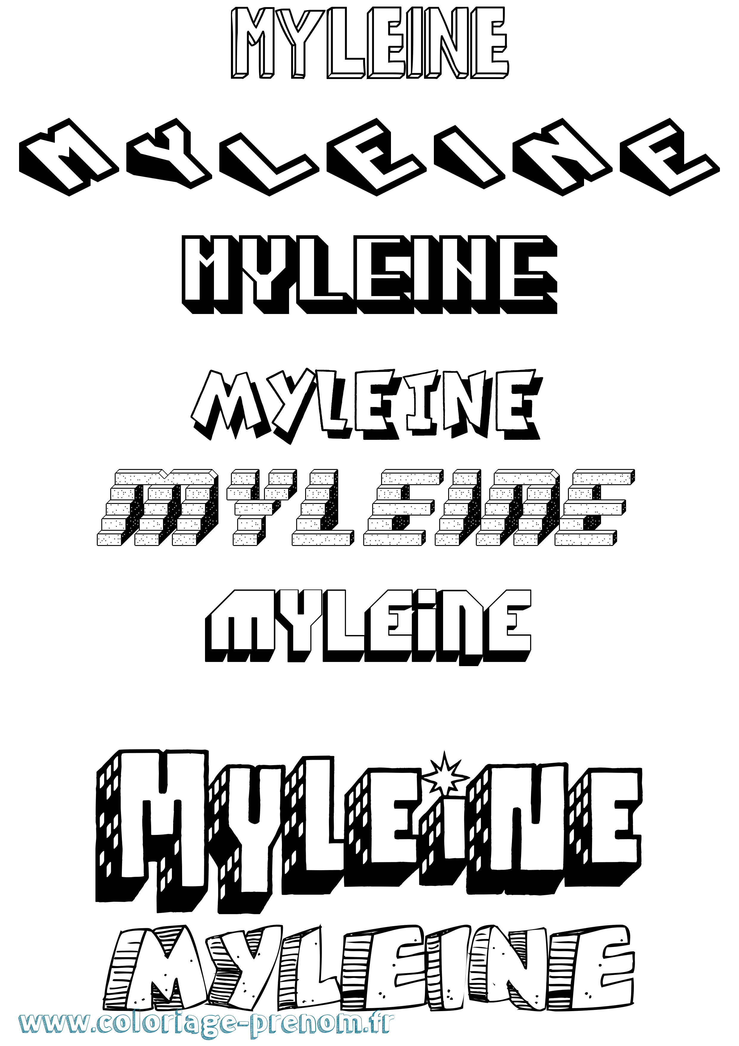 Coloriage Myleine Effet 3D Coloriage prénom Myleine Effet 3D