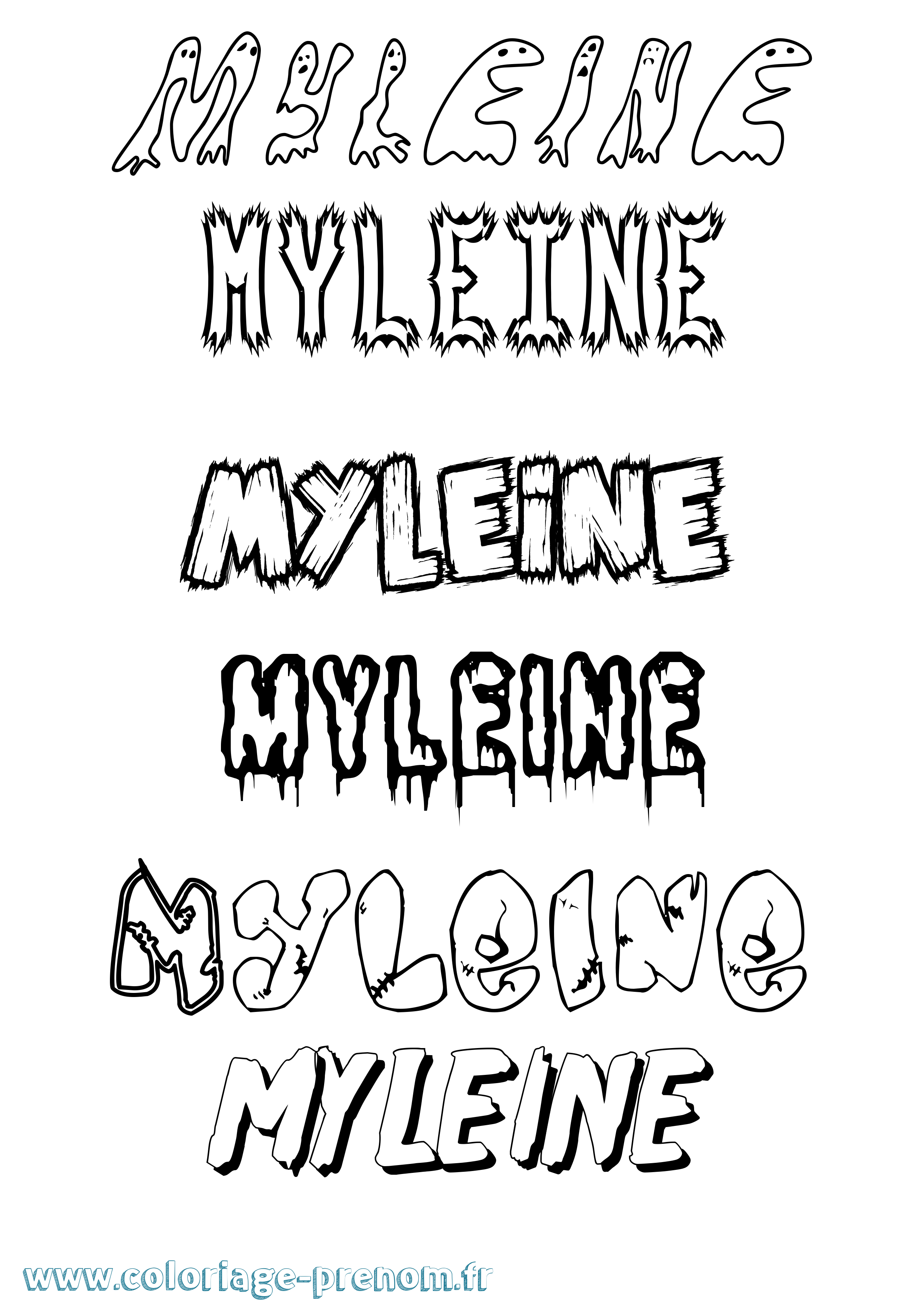Coloriage Myleine Frisson Coloriage prénom Myleine Frisson
