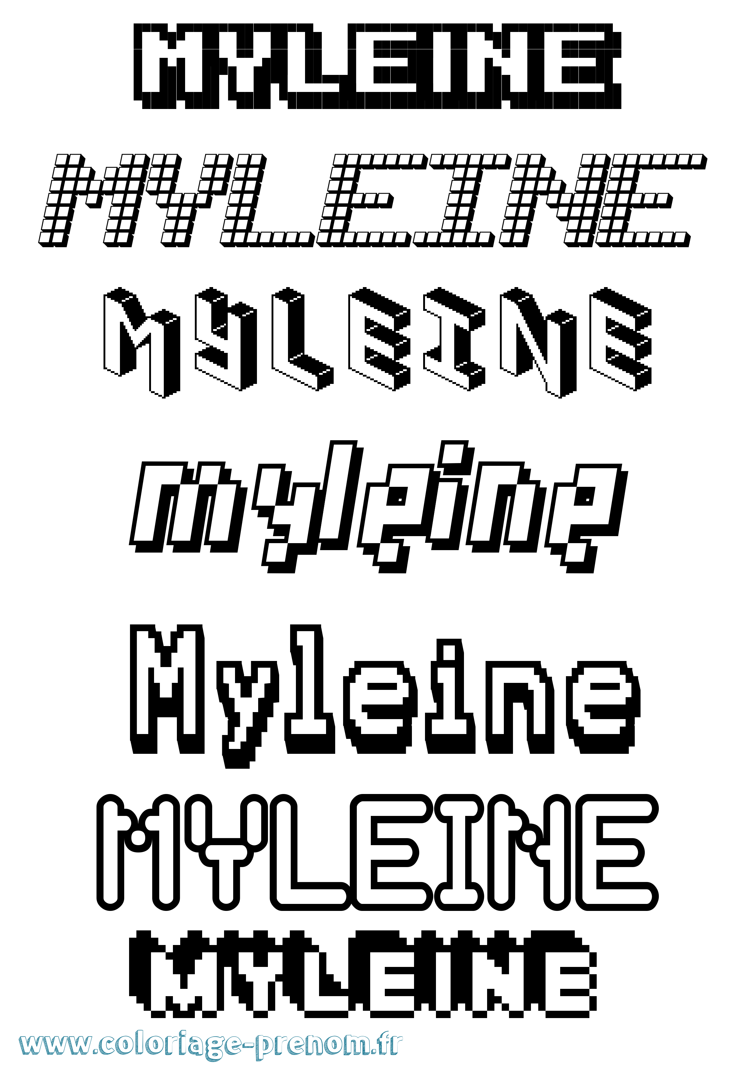 Coloriage Myleine Pixel Coloriage prénom Myleine Pixel
