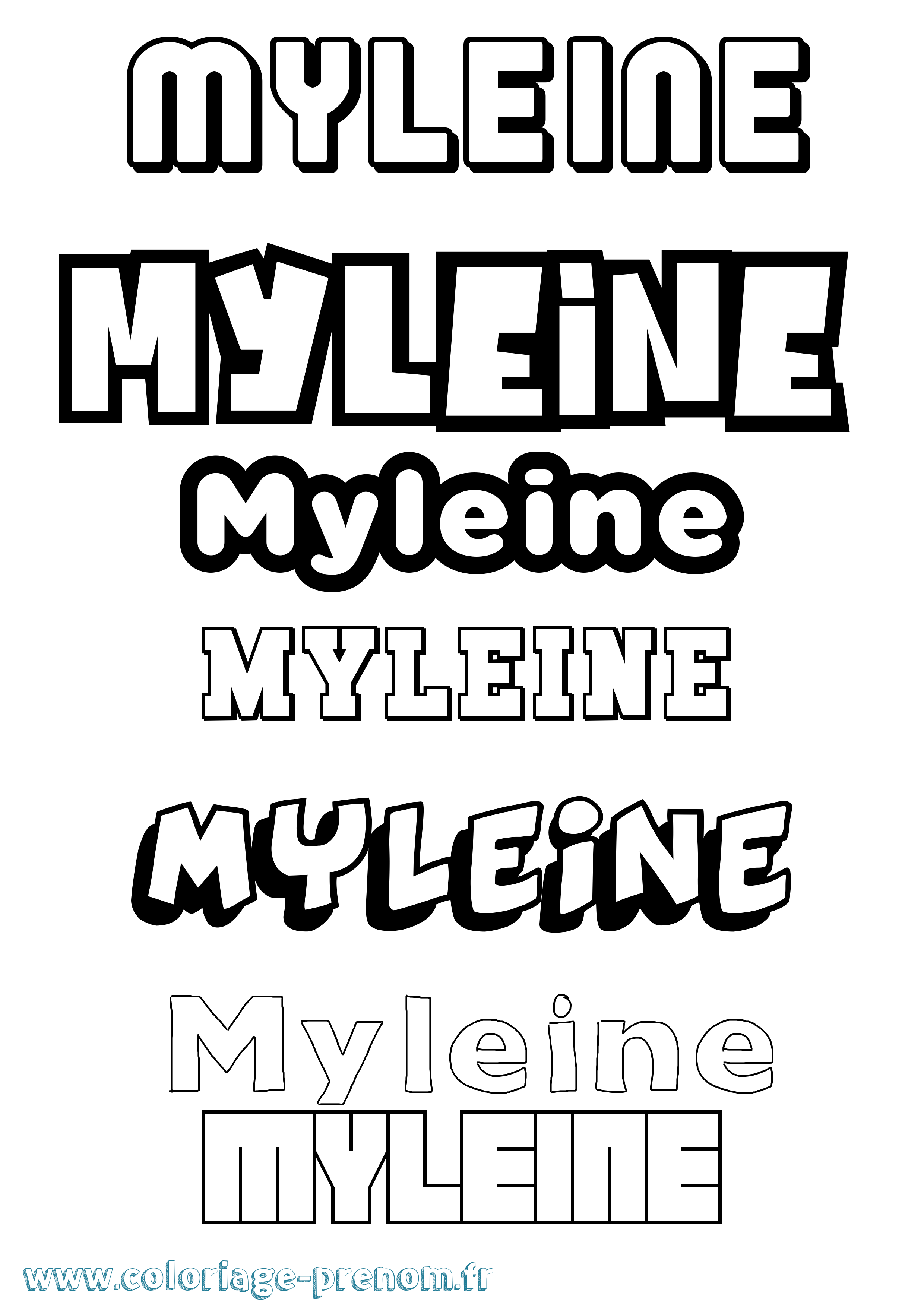 Coloriage Myleine Simple Coloriage prénom Myleine Simple