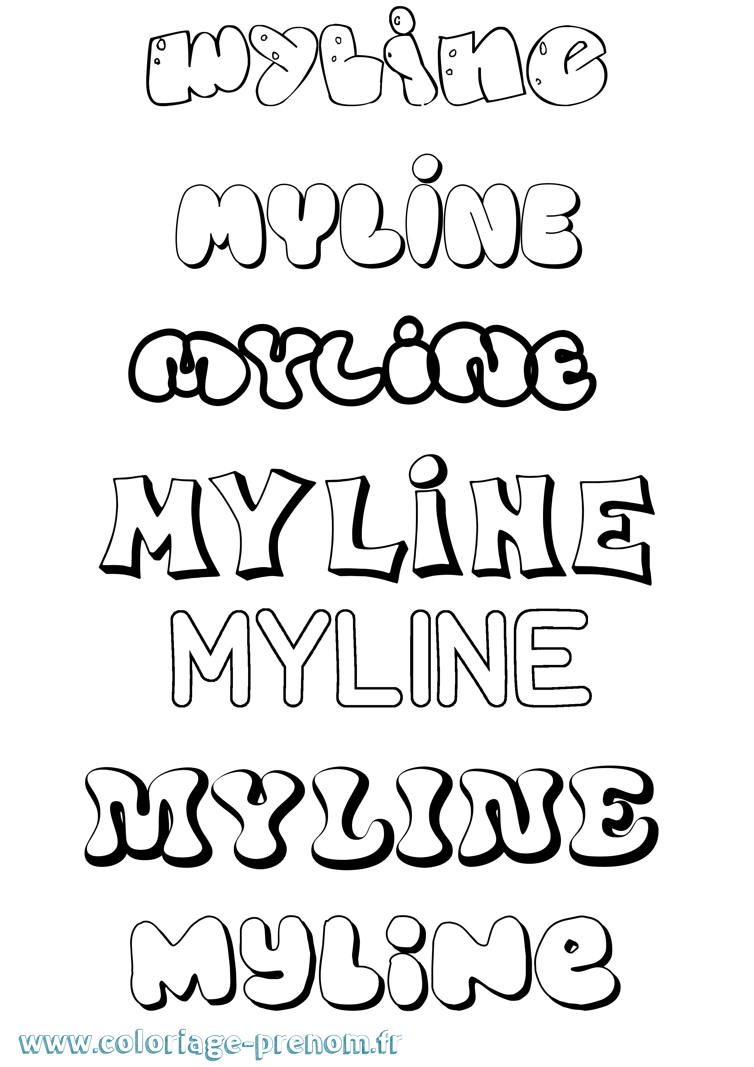 Coloriage Myline Bubble Coloriage prénom Myline Bubble