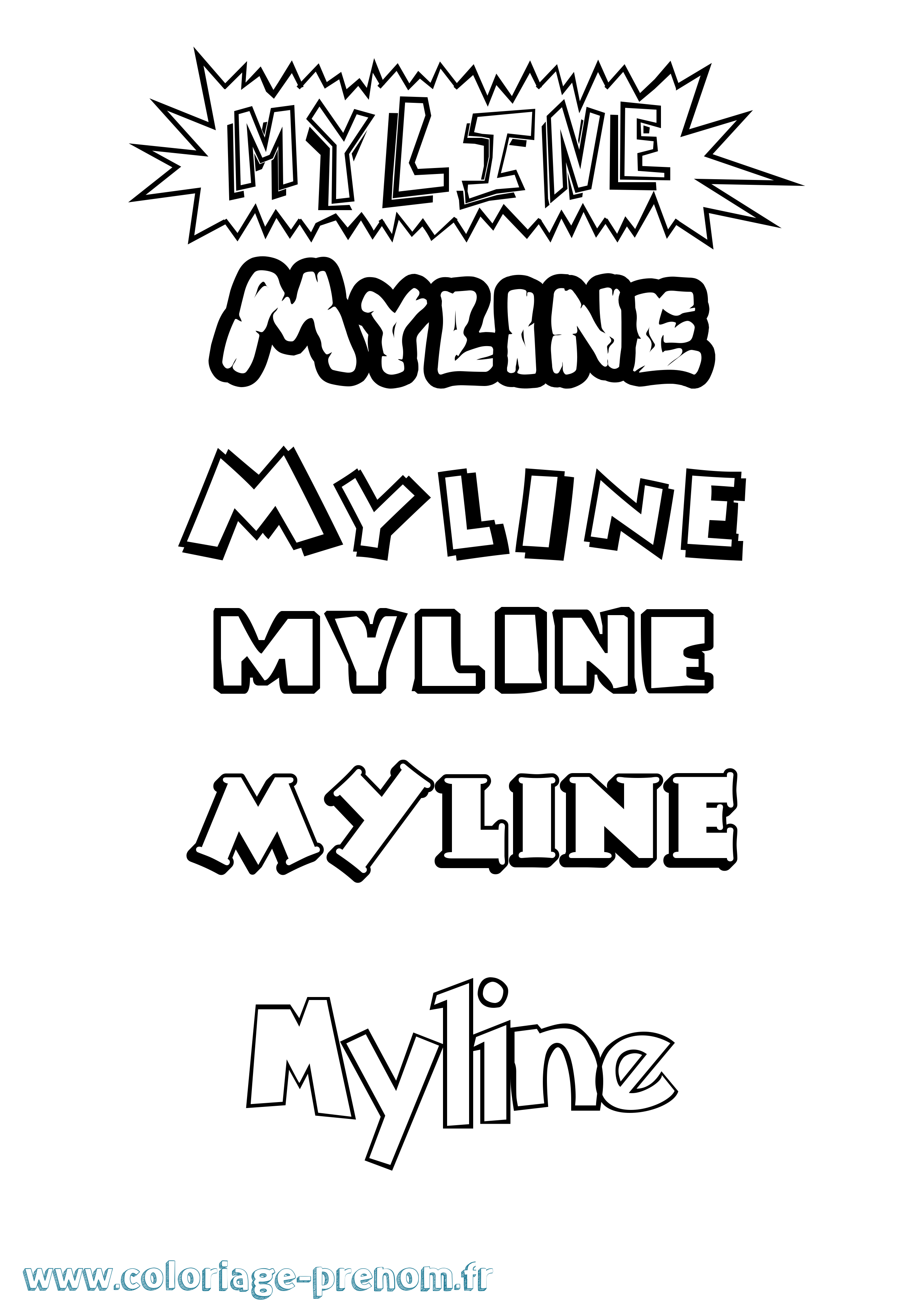 Coloriage Myline Dessin Animé Coloriage prénom Myline Dessin Animé