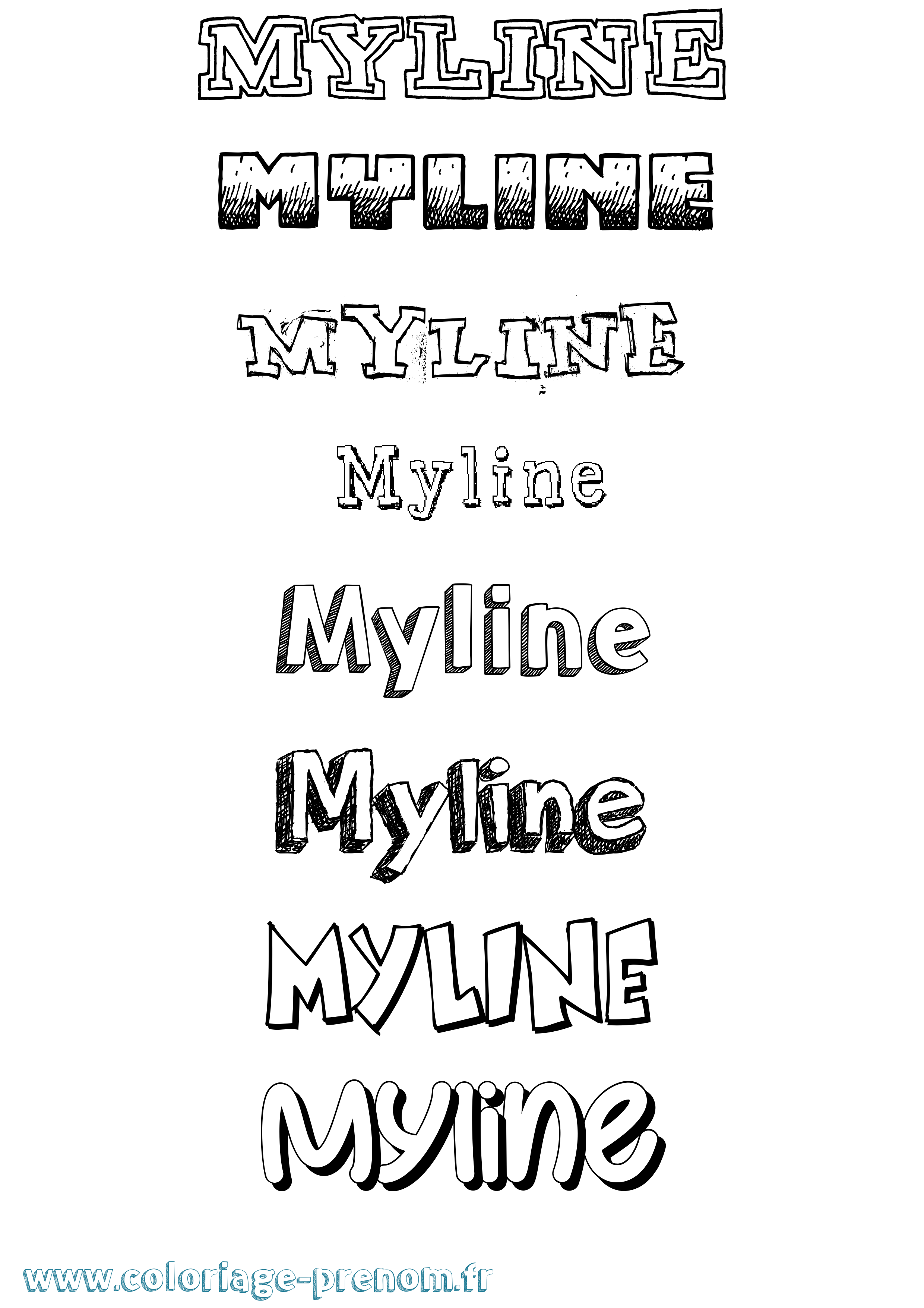 Coloriage Myline Dessiné Coloriage prénom Myline Dessiné