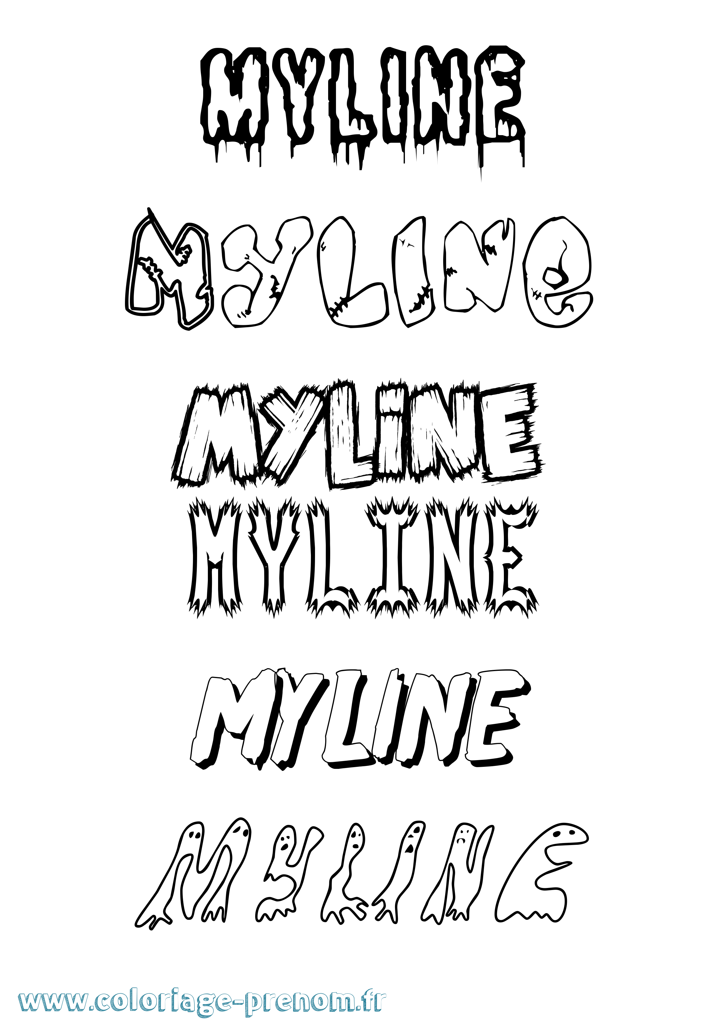 Coloriage Myline Frisson Coloriage prénom Myline Frisson