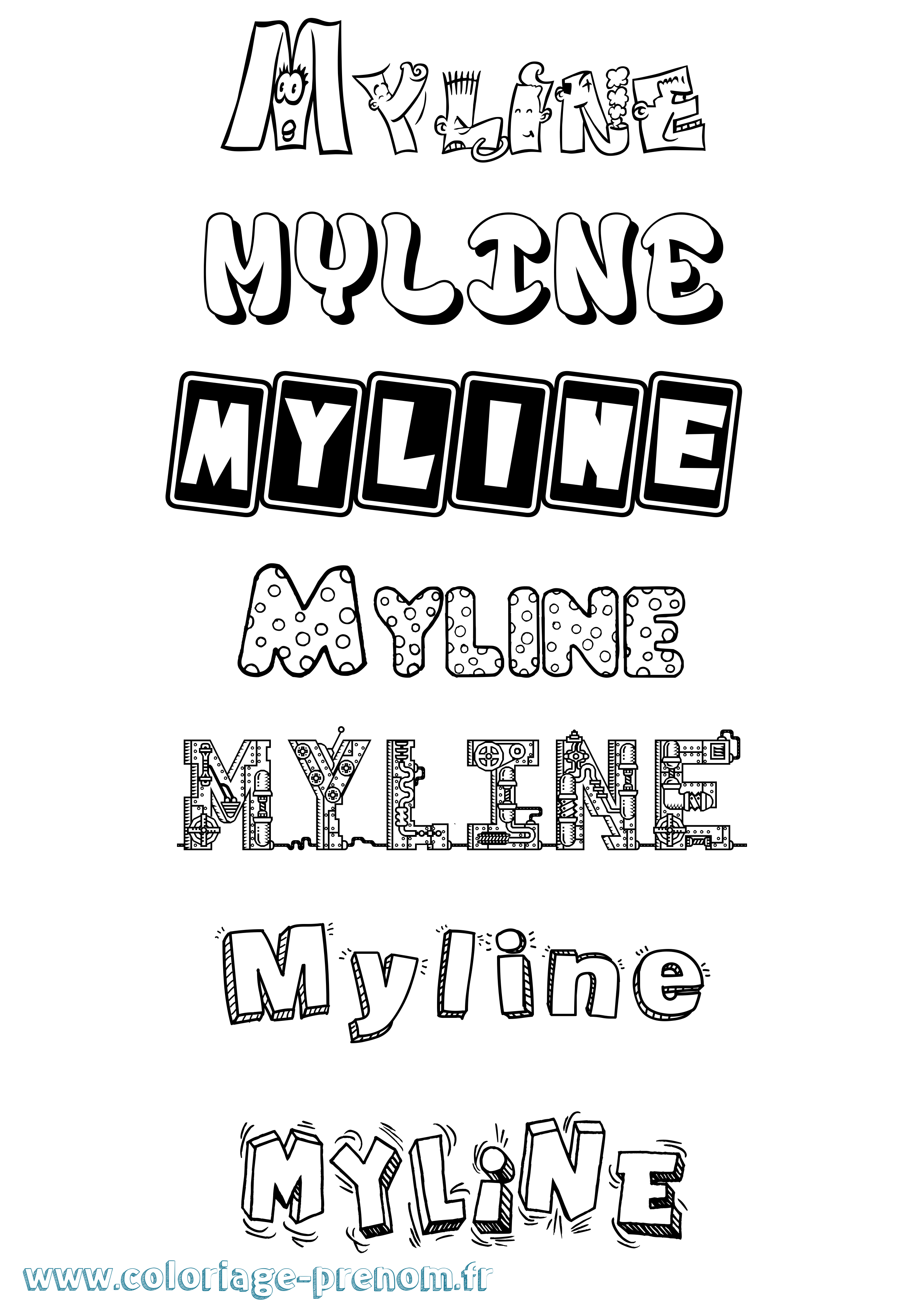 Coloriage Myline Fun Coloriage prénom Myline Fun