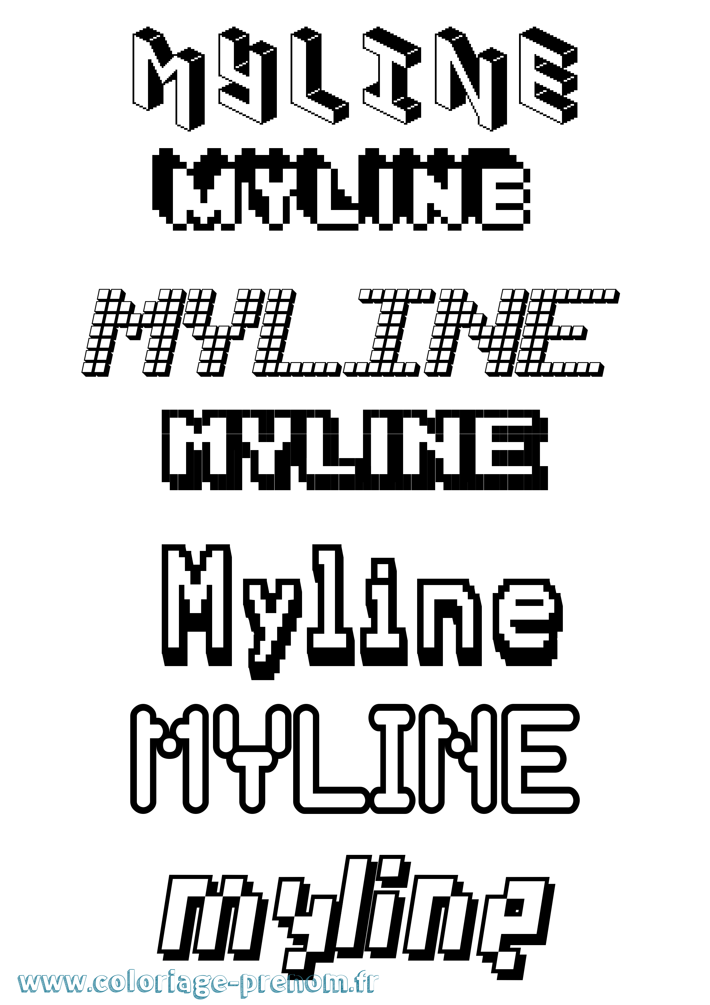 Coloriage Myline Pixel Coloriage prénom Myline Pixel