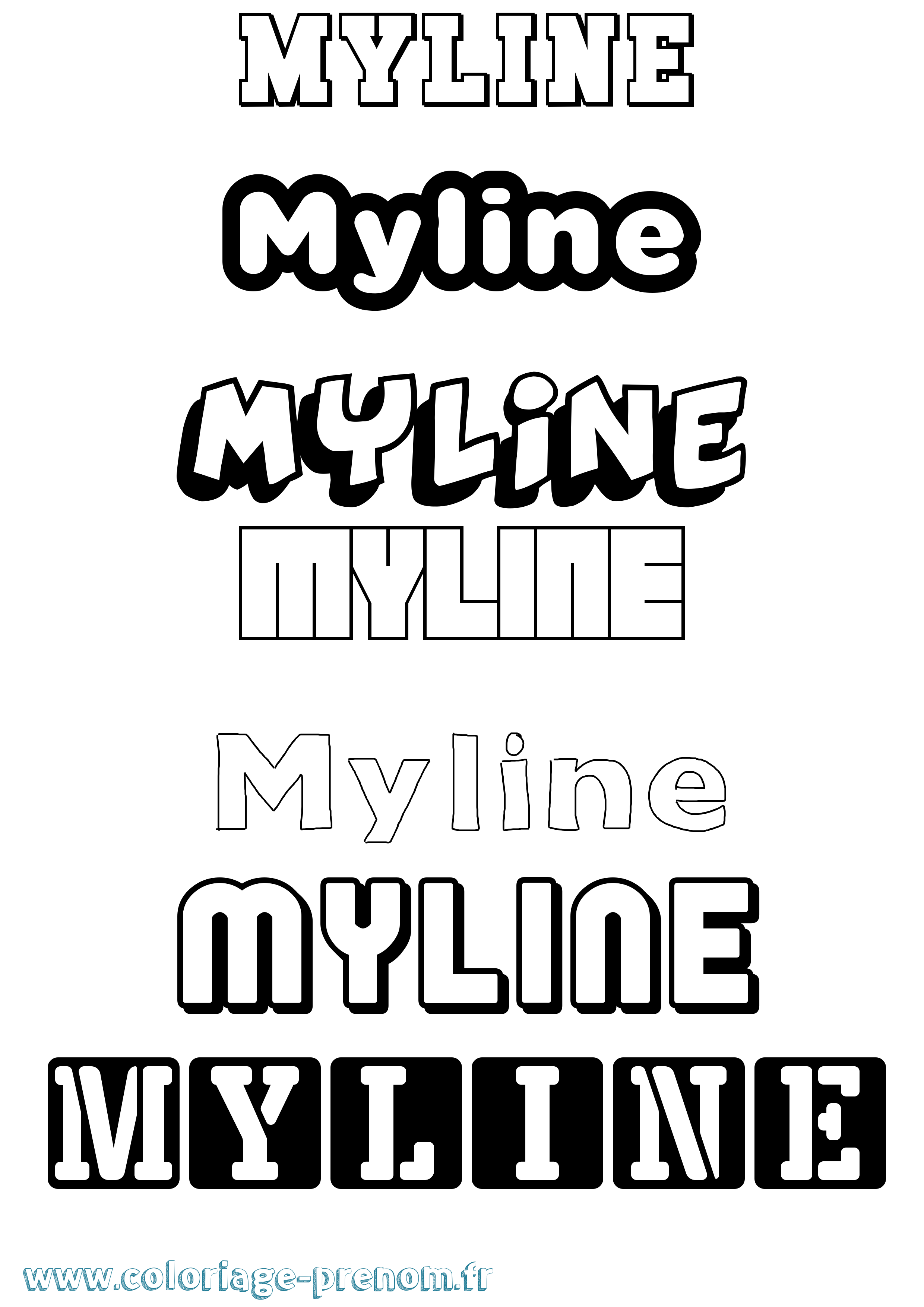 Coloriage Myline Simple Coloriage prénom Myline Simple