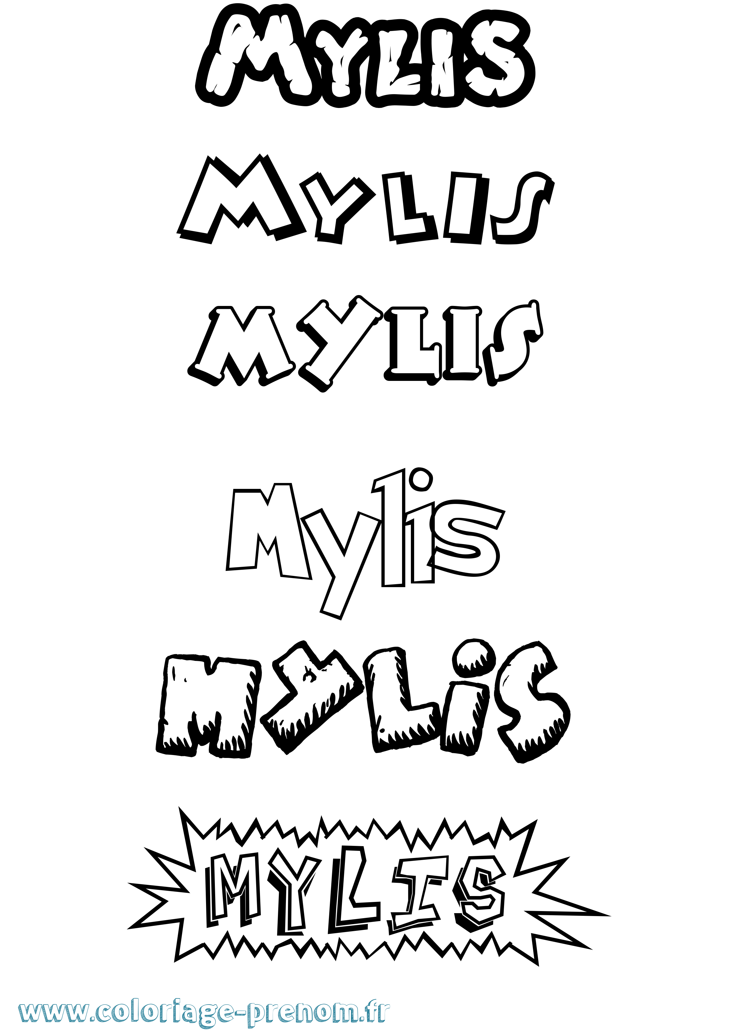 Coloriage Mylis Dessin Animé Coloriage prénom Mylis Dessin Animé