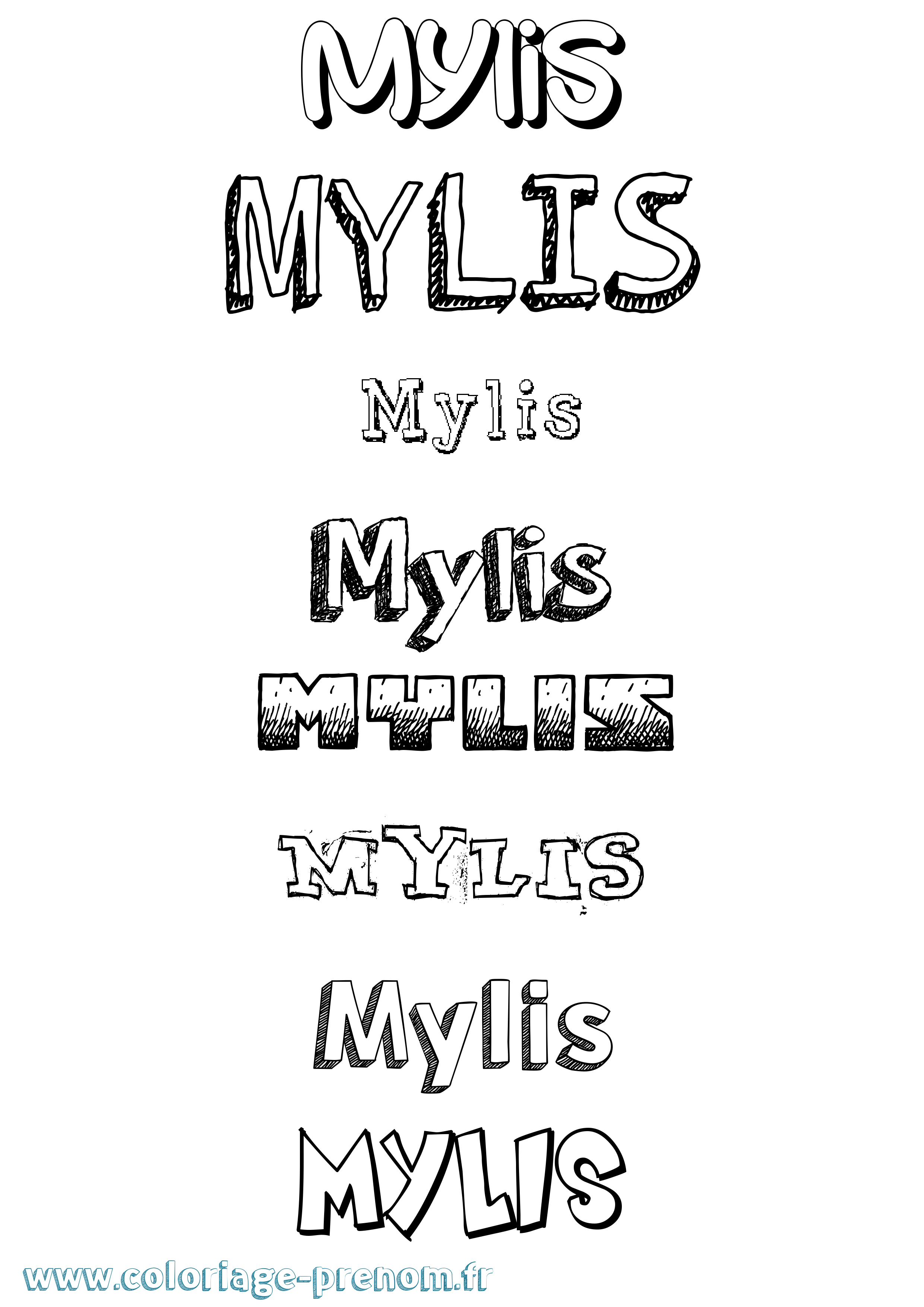 Coloriage Mylis Dessiné Coloriage prénom Mylis Dessiné