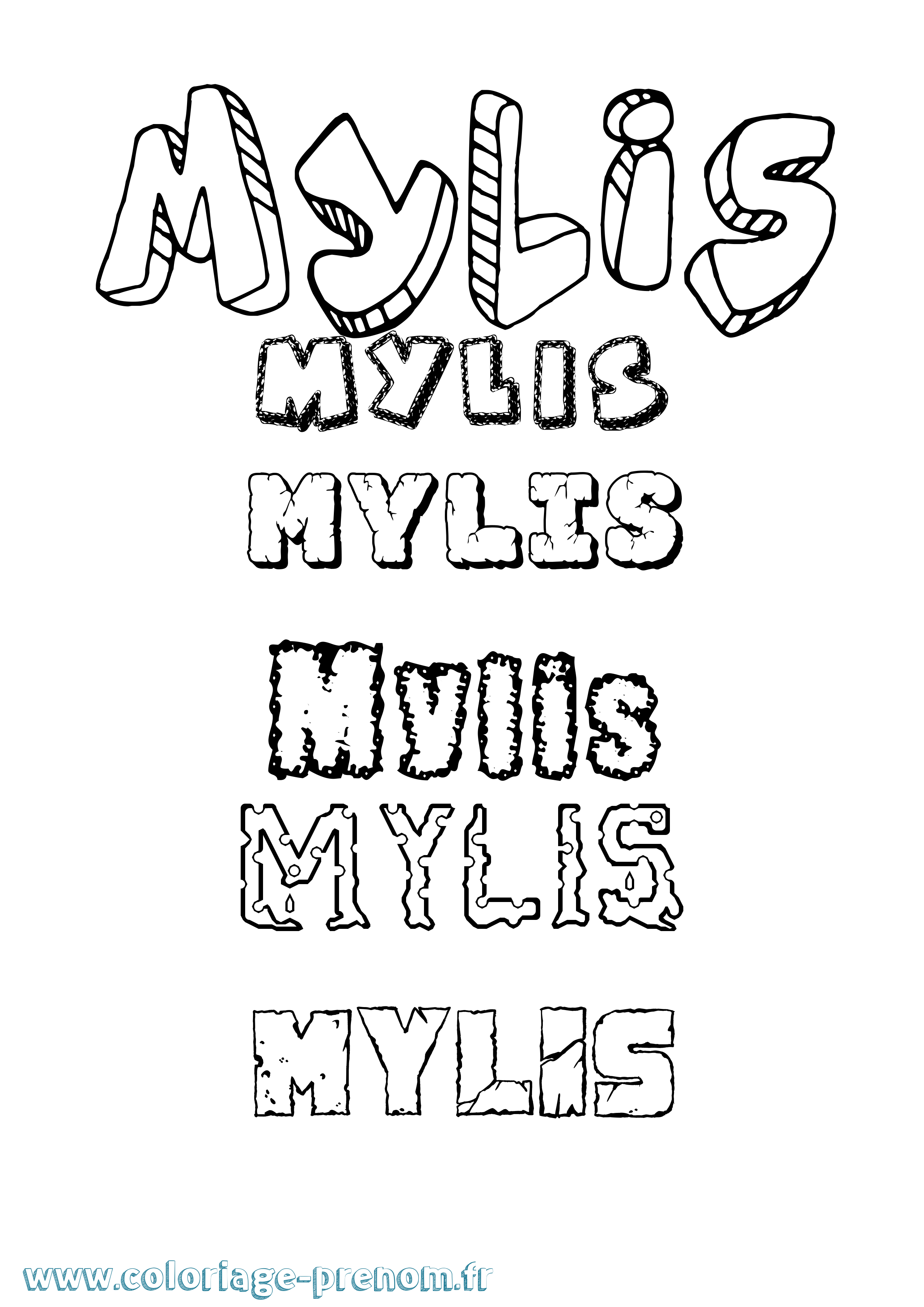 Coloriage Mylis Destructuré Coloriage prénom Mylis Destructuré