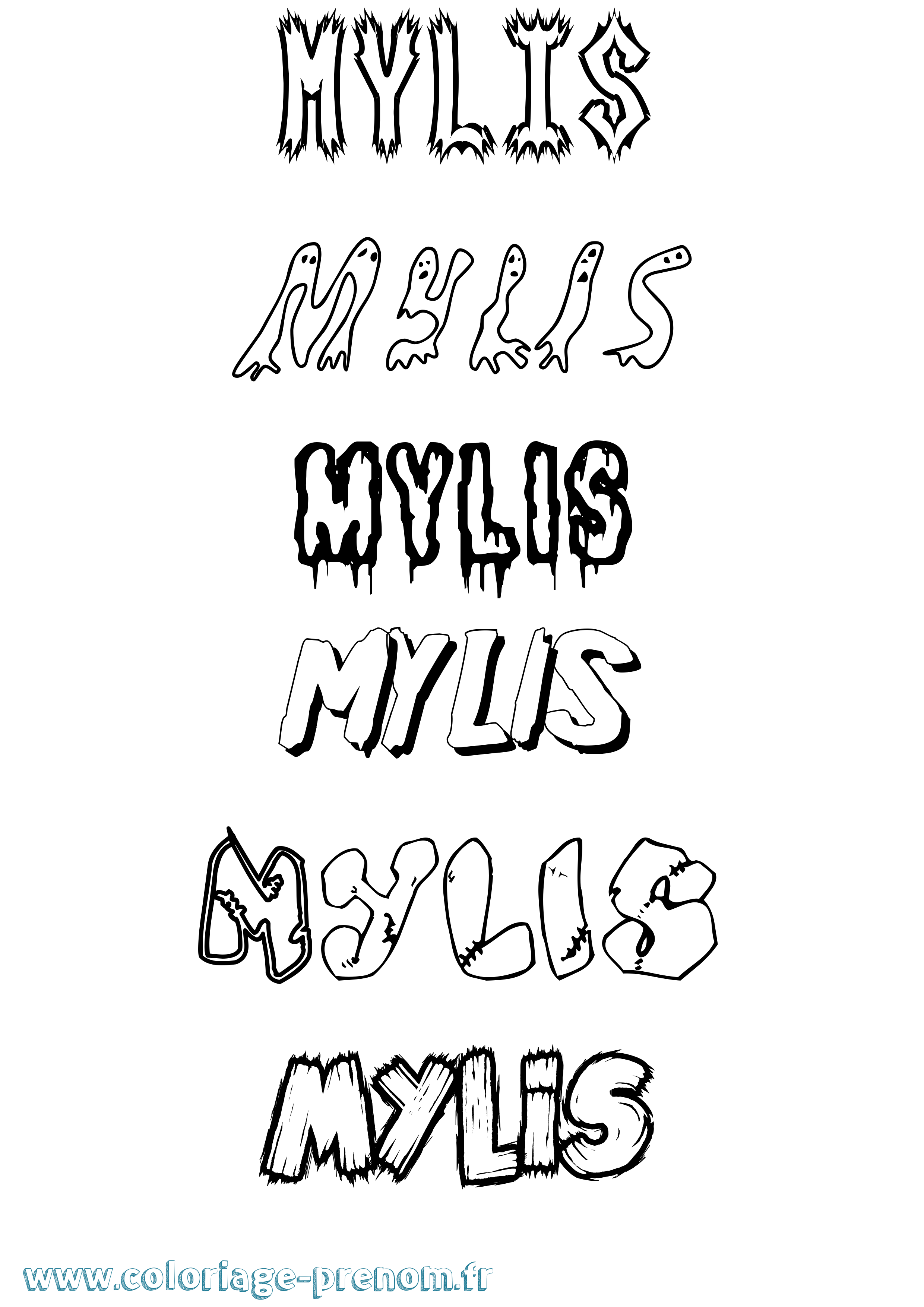 Coloriage Mylis Frisson Coloriage prénom Mylis Frisson