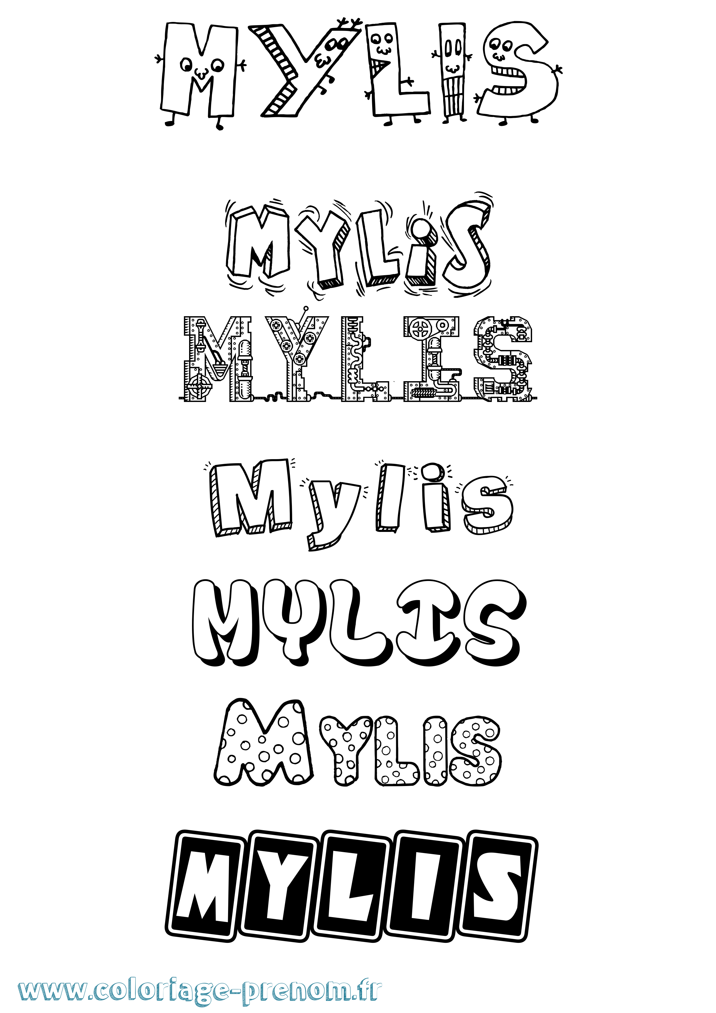 Coloriage Mylis Fun Coloriage prénom Mylis Fun