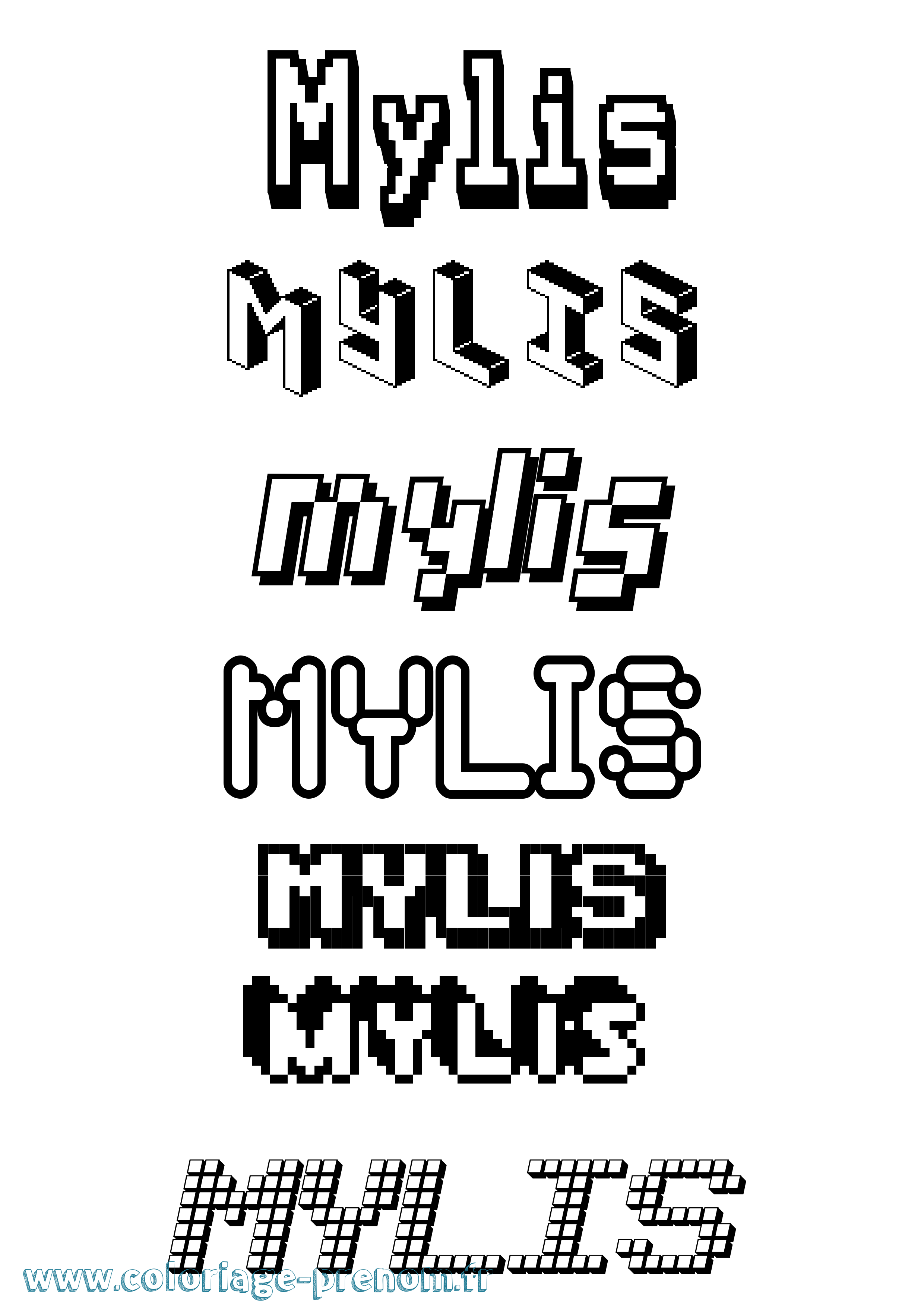 Coloriage Mylis Pixel Coloriage prénom Mylis Pixel