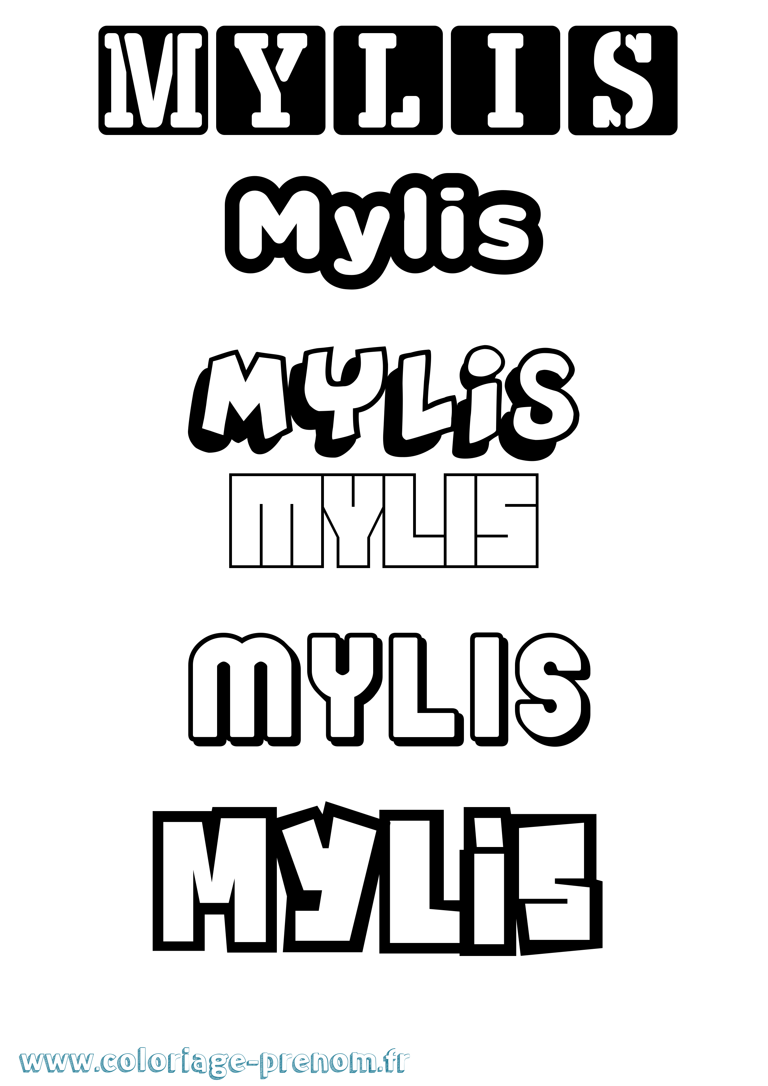 Coloriage Mylis Simple Coloriage prénom Mylis Simple