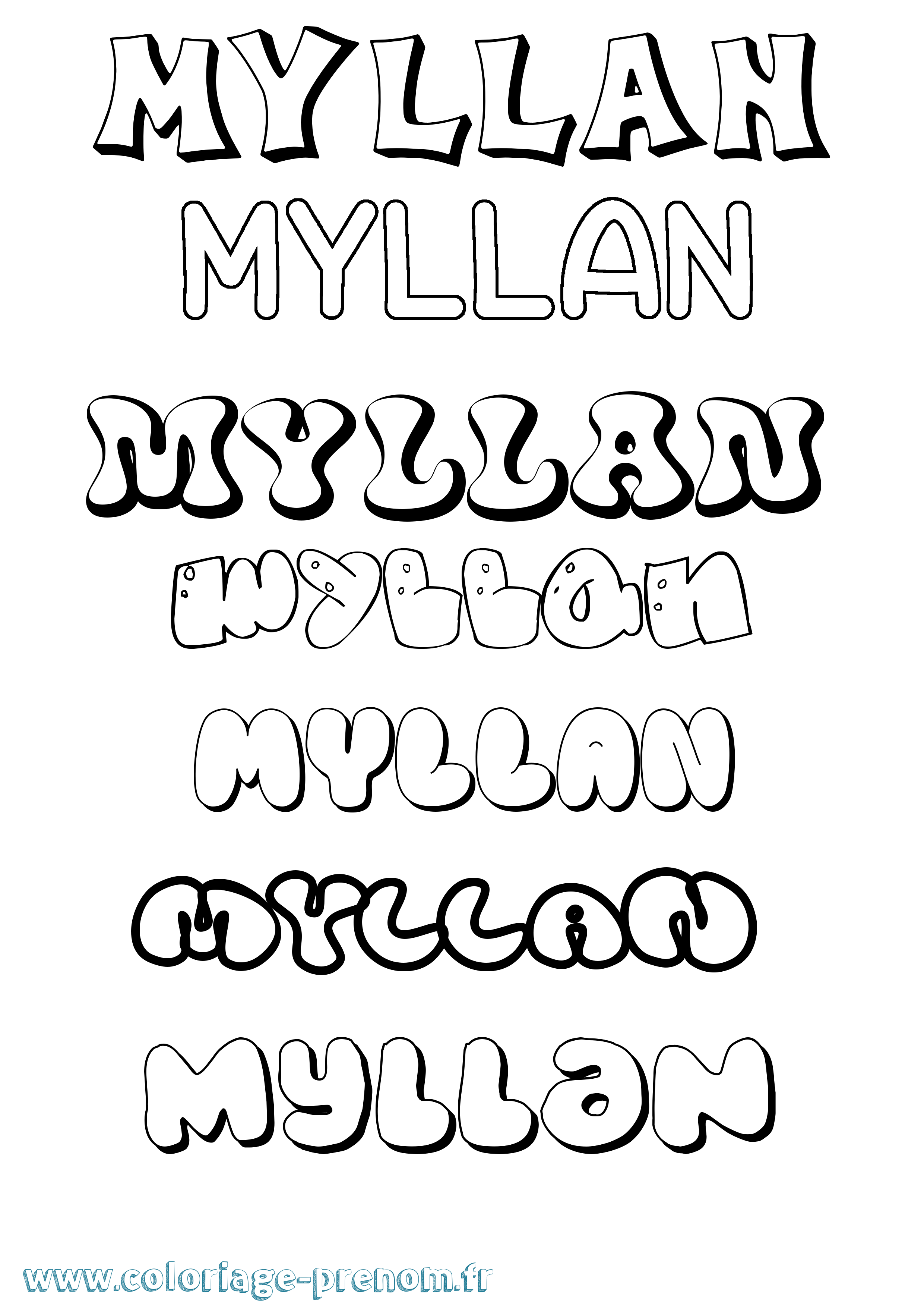Coloriage Myllan Bubble Coloriage prénom Myllan Bubble
