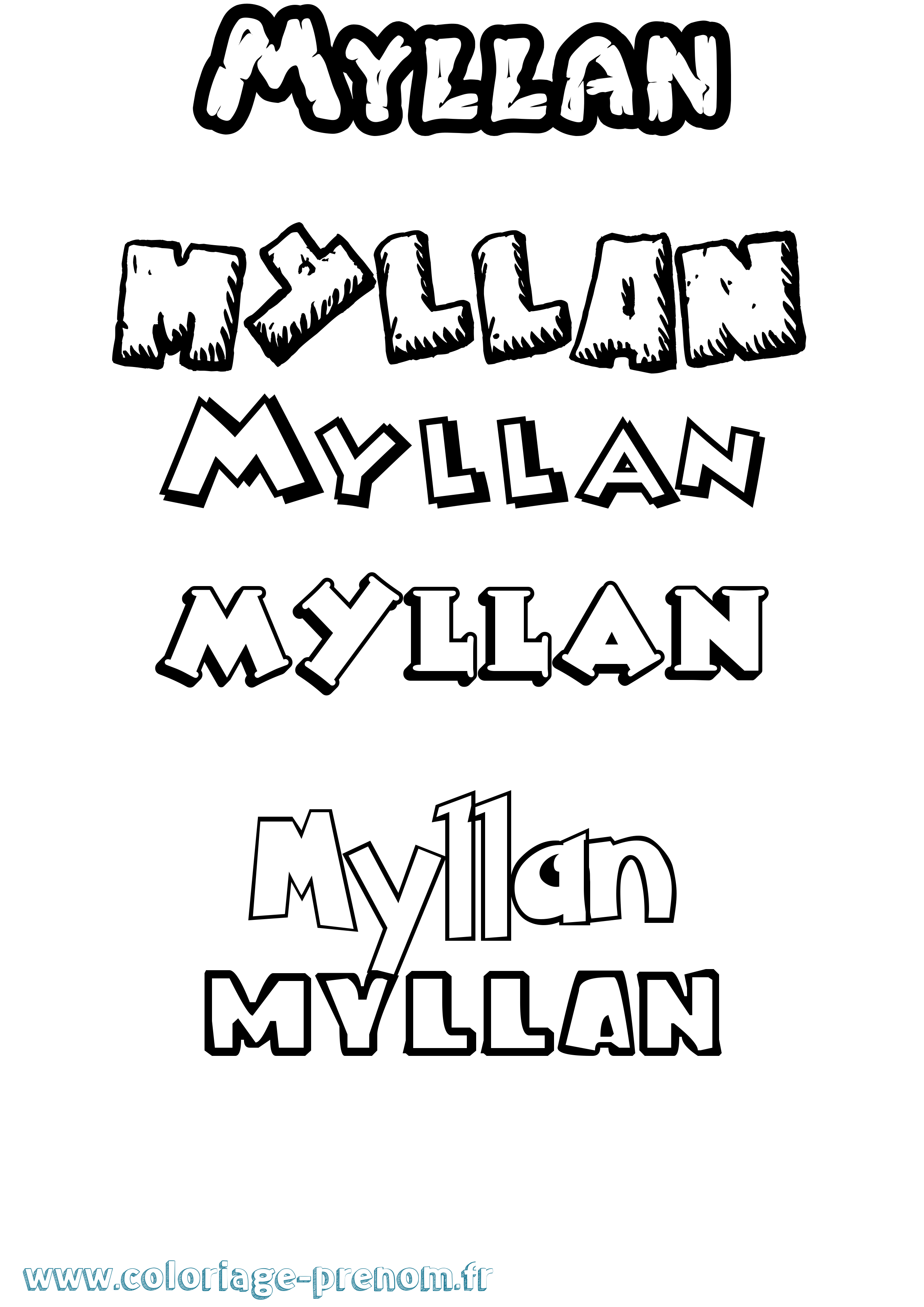 Coloriage Myllan Dessin Animé Coloriage prénom Myllan Dessin Animé