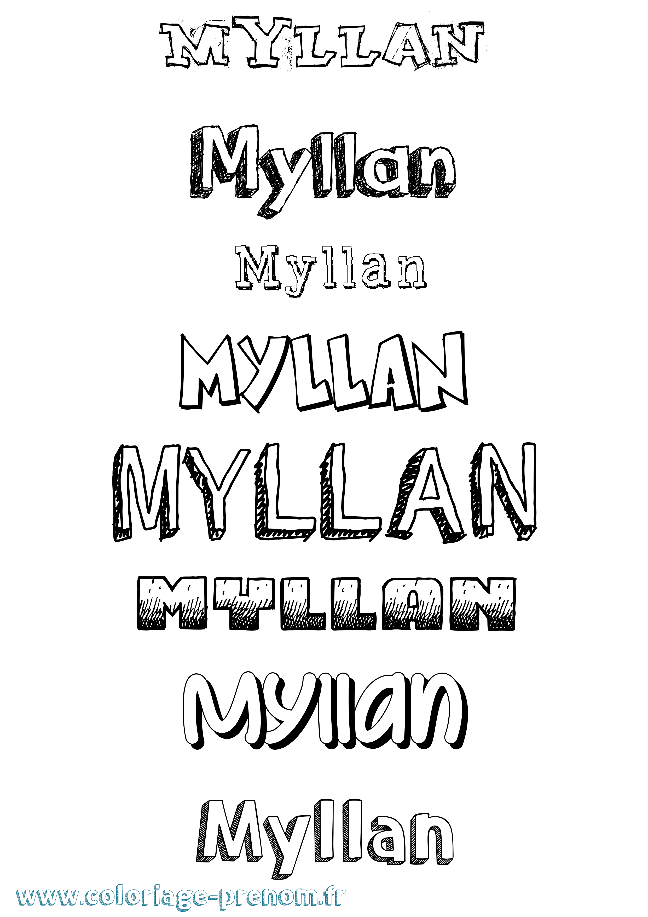 Coloriage Myllan Dessiné Coloriage prénom Myllan Dessiné
